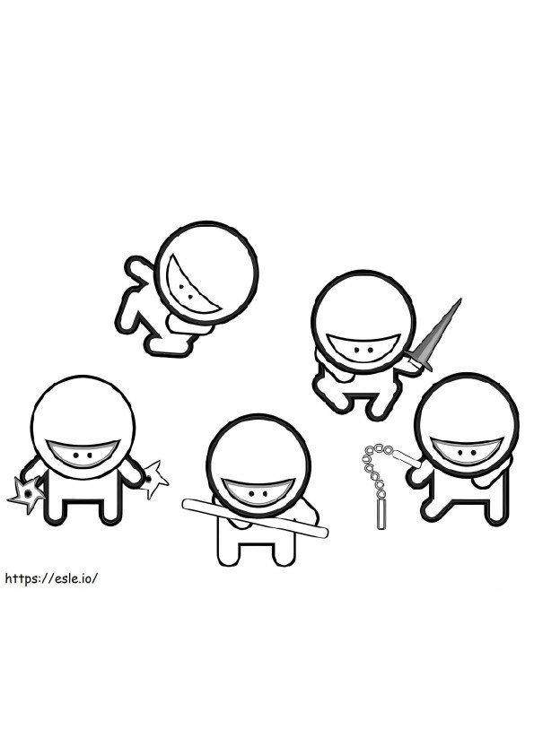 Ninjas fofos para colorir