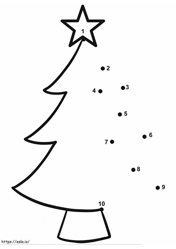 Easy Christmas Tree Dot To Dots coloring page