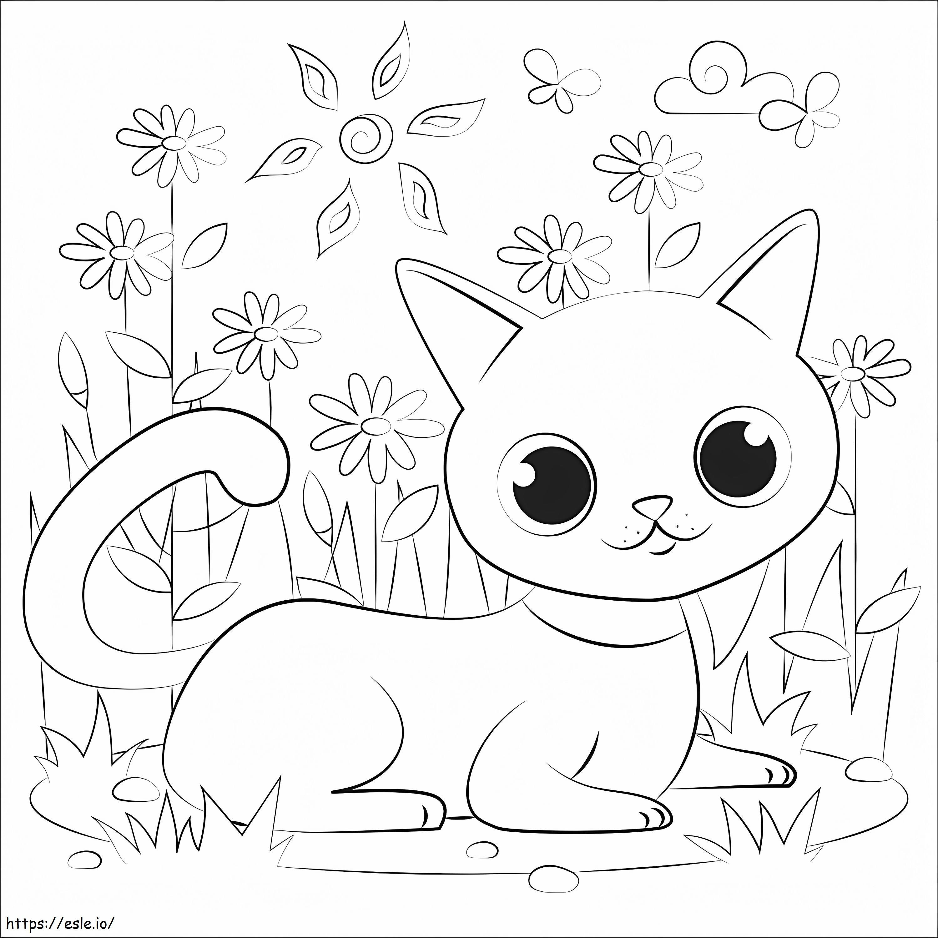 Coloriage Adorable chat à imprimer dessin