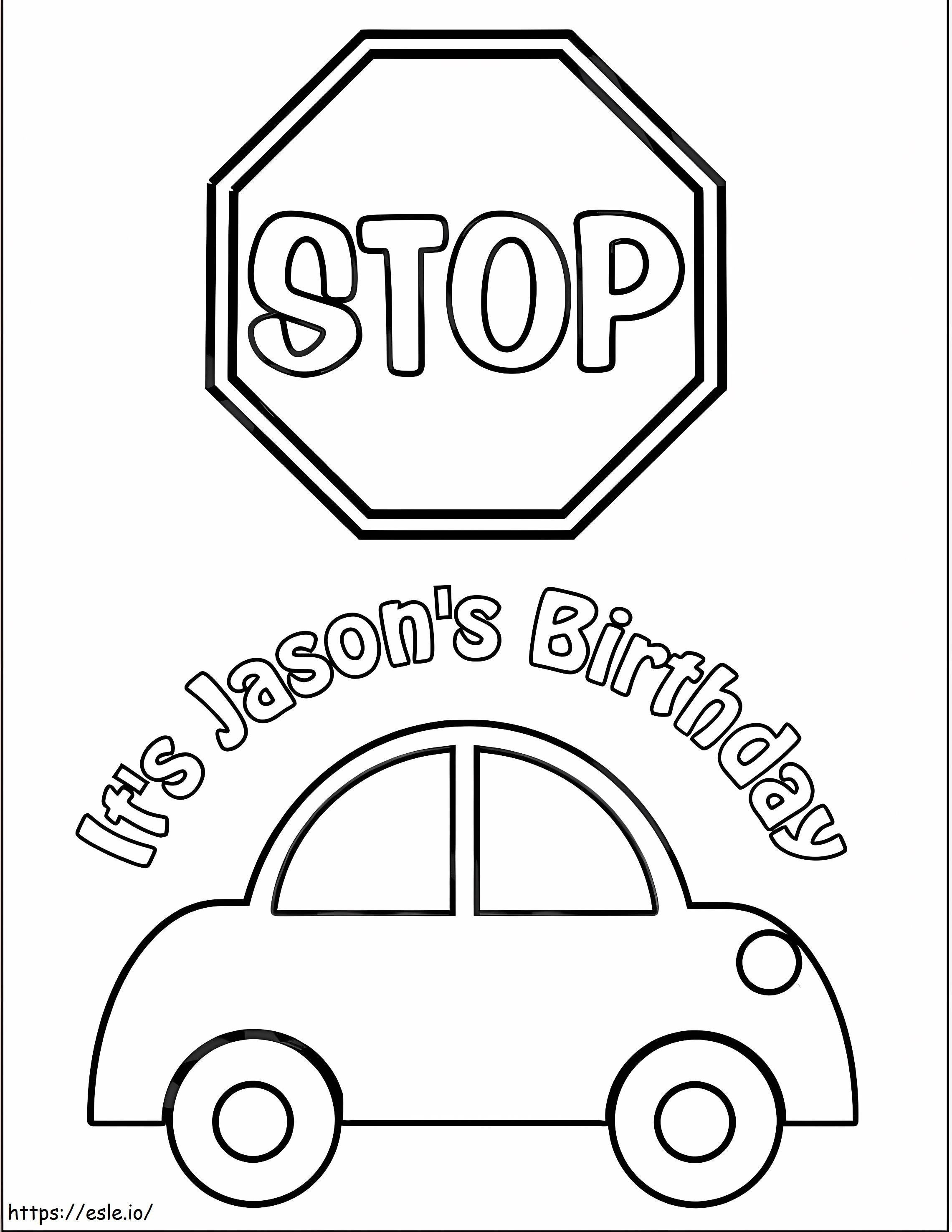 Coloriage Voiture et panneau d'arrêt à imprimer dessin