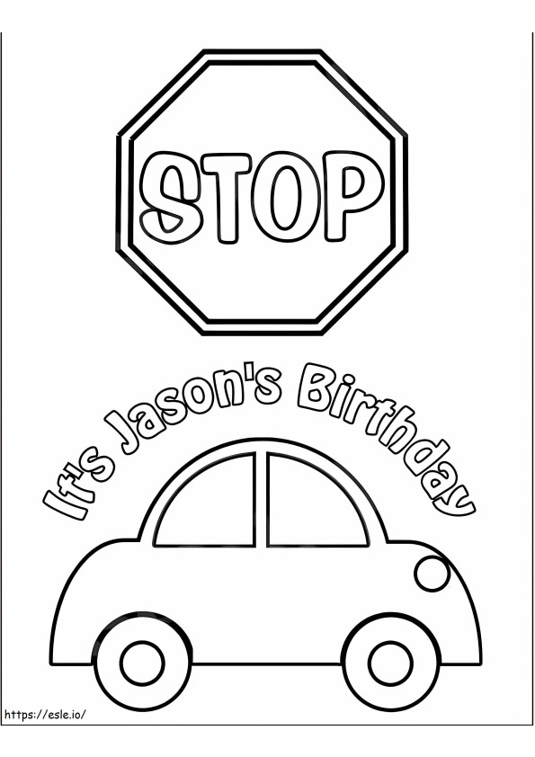 Coloriage Voiture et panneau d'arrêt à imprimer dessin