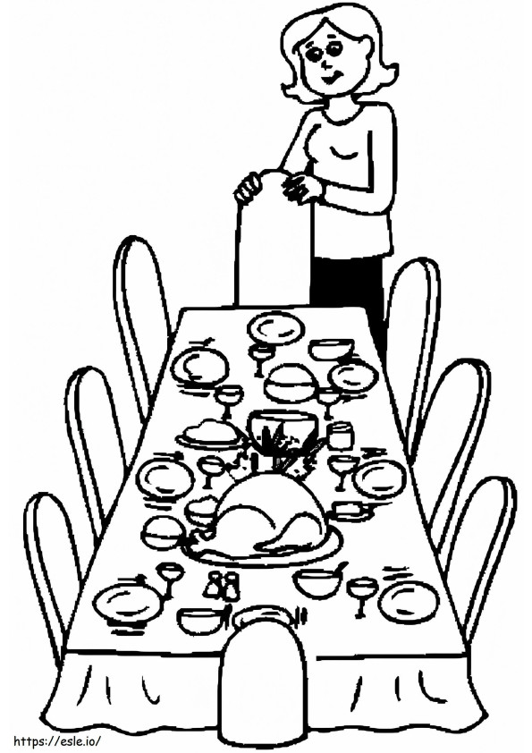 感謝祭のディナーテーブル ぬりえ - 塗り絵