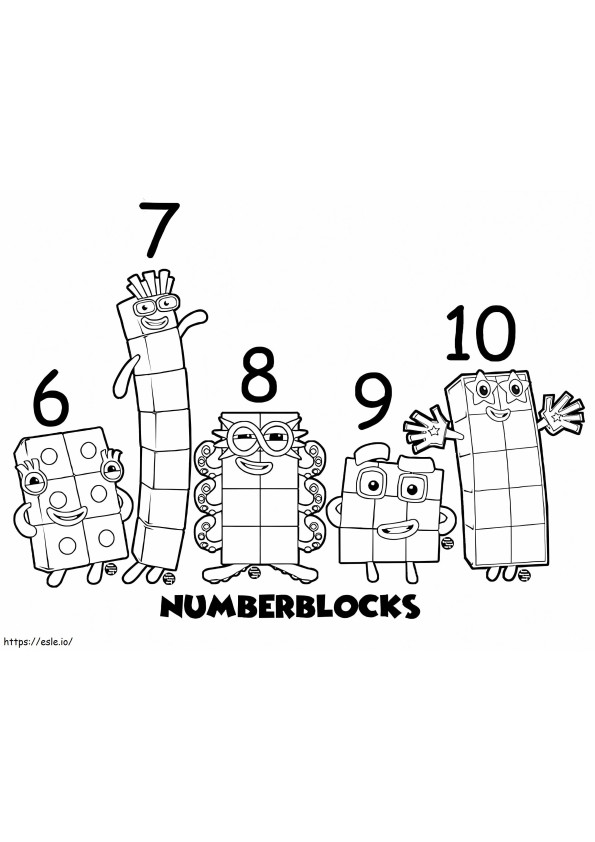 Number Blocks 6-10 coloring page