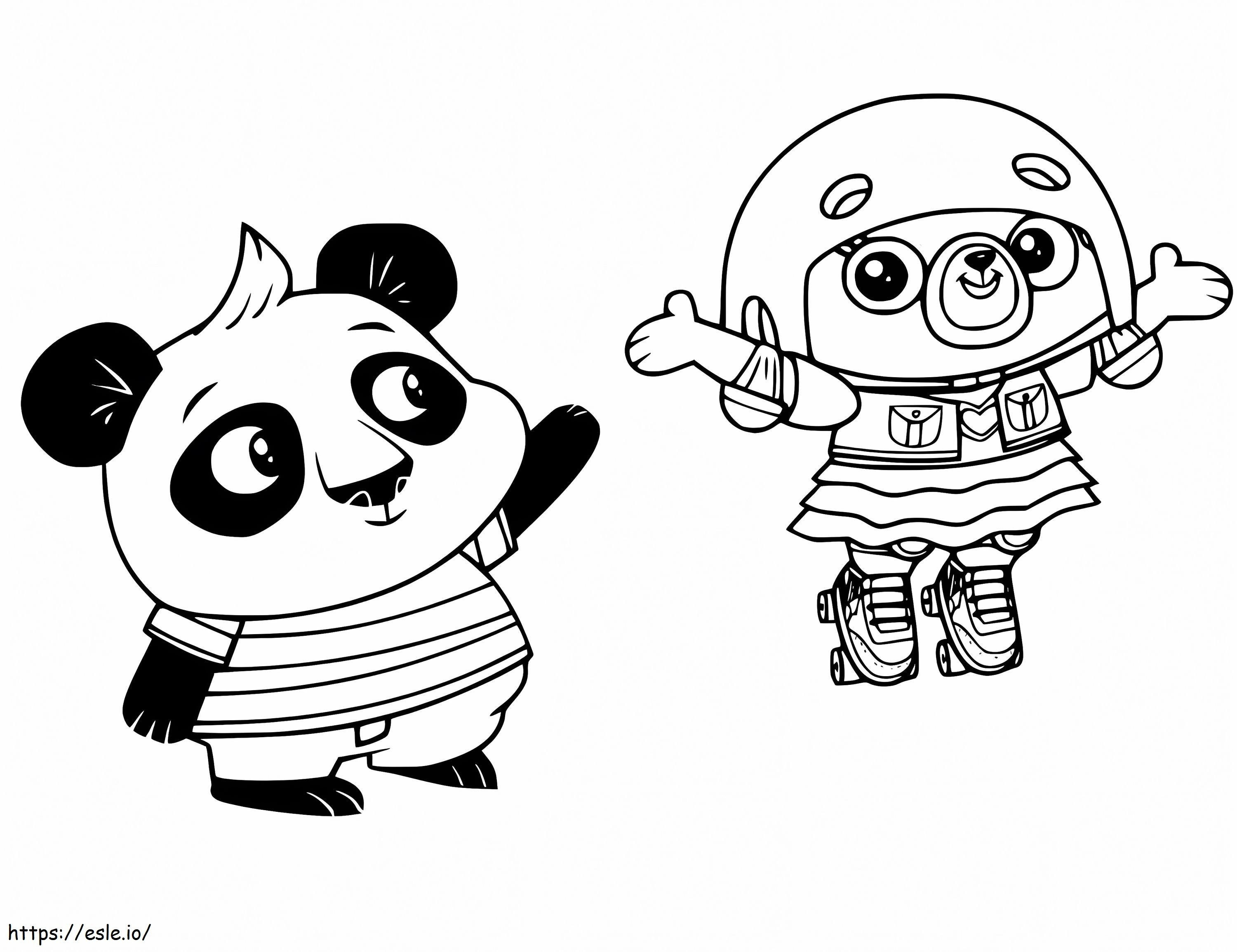 Chip și Nico Panda de colorat