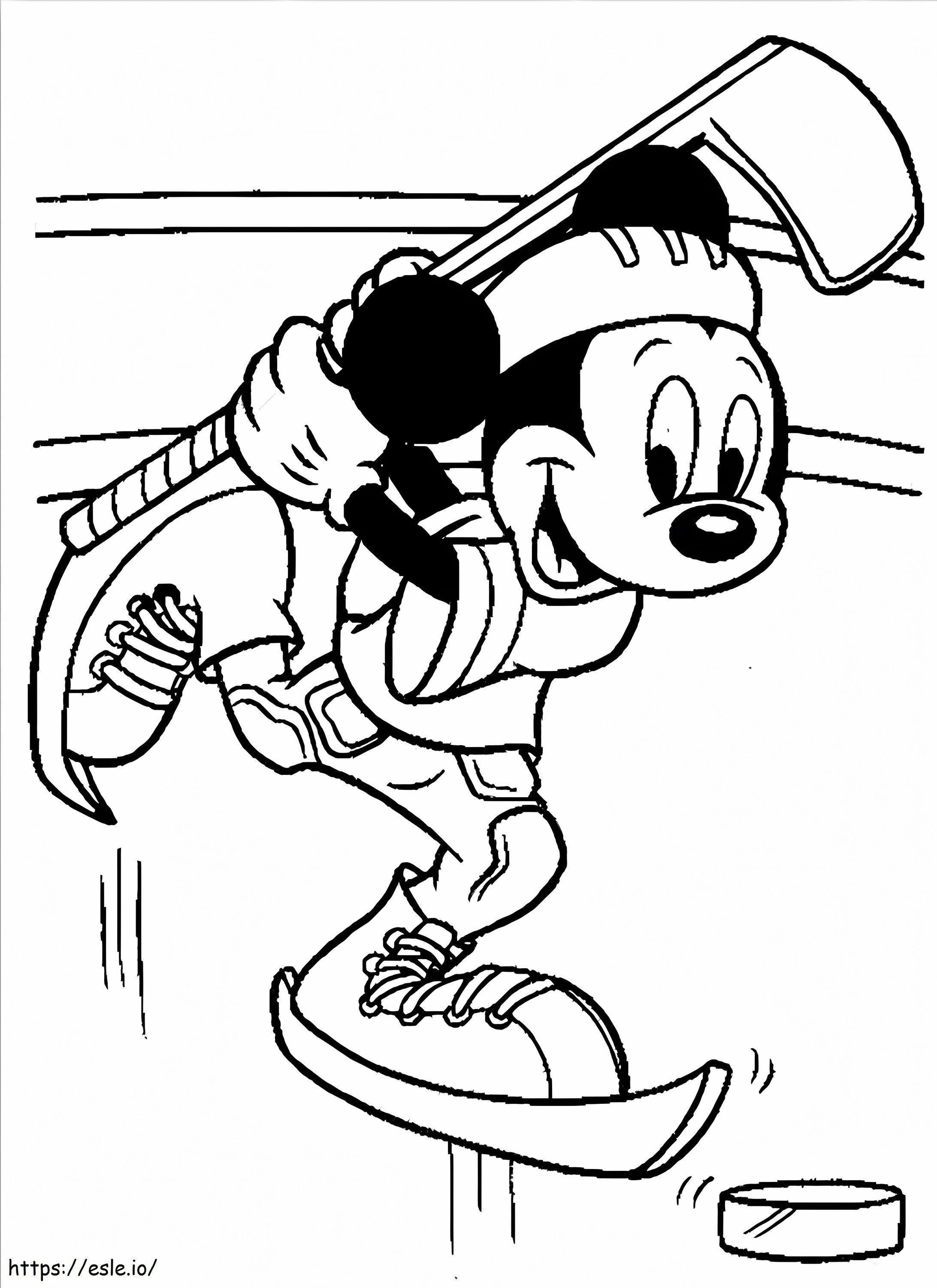 Mickey Mouse Playing Ice Hockey coloring page