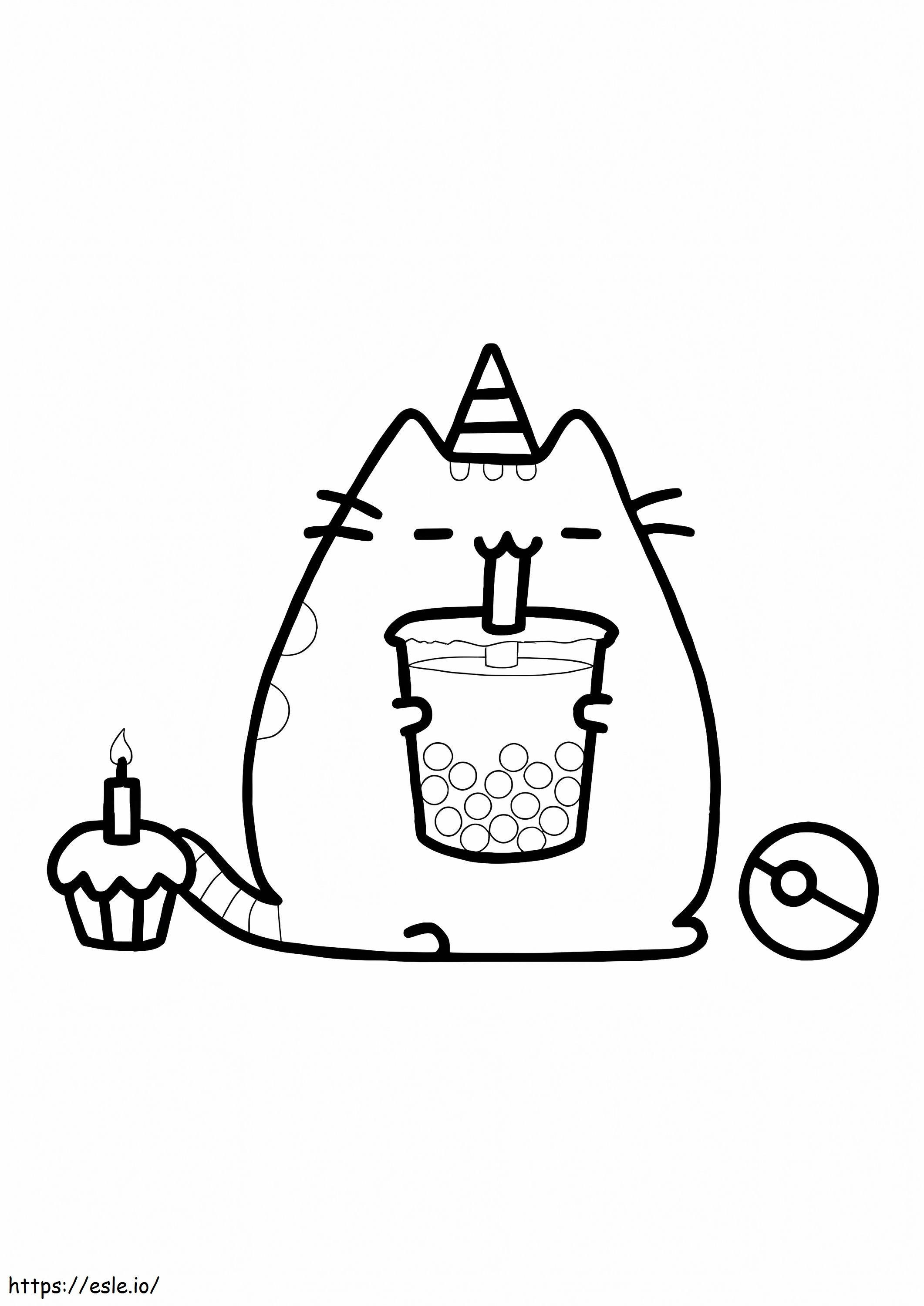 Gatinho bebendo suco para colorir - Imprimir Desenhos