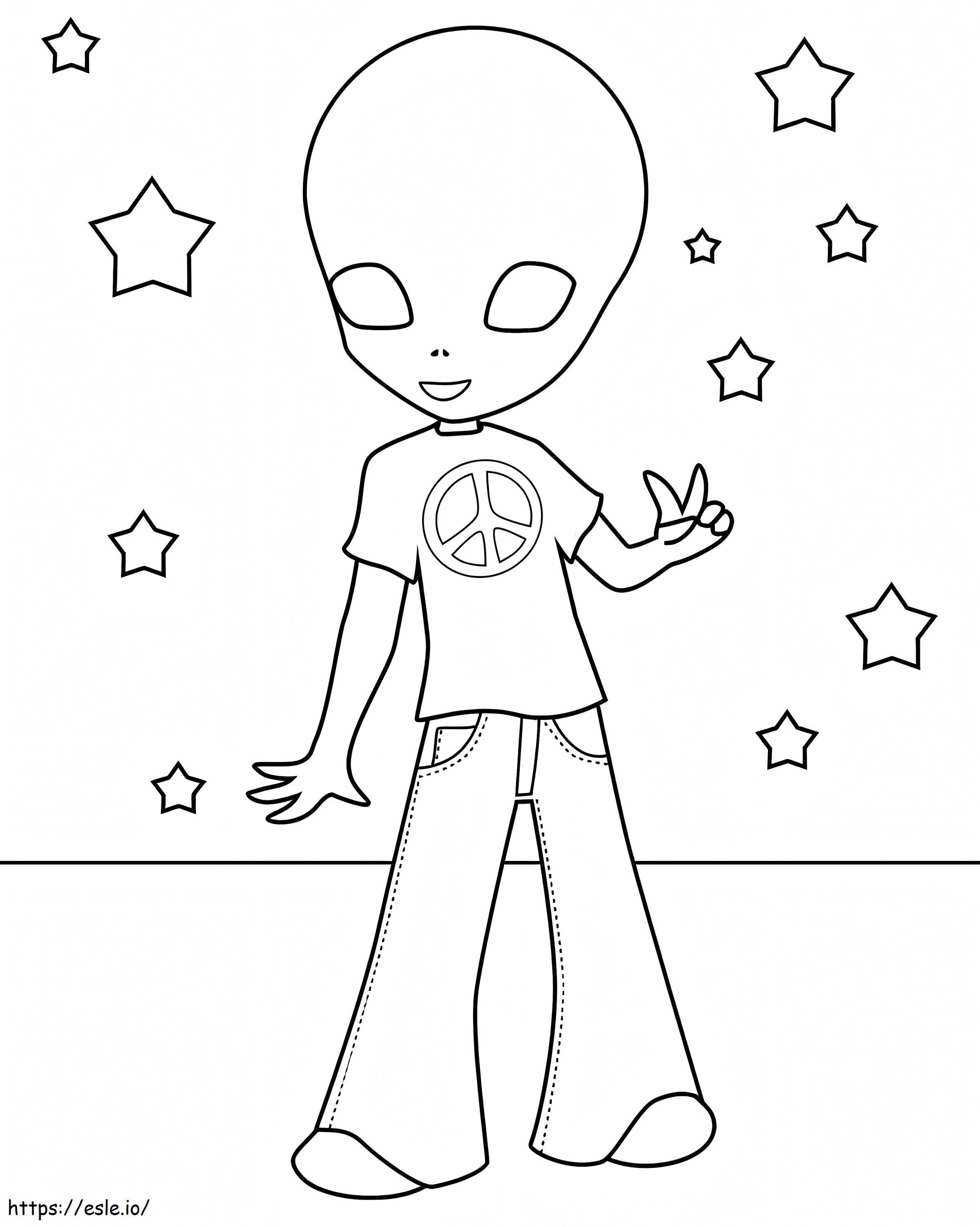 Alien Hippie coloring page