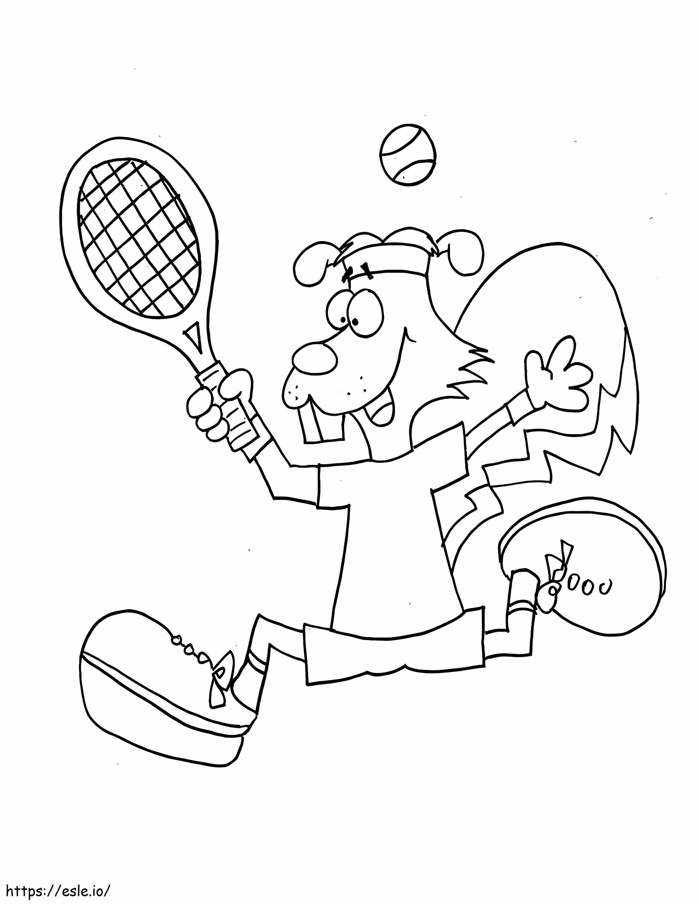テニスをするリス ぬりえ - 塗り絵
