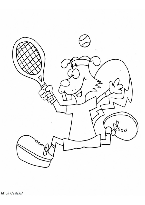 Coloriage Écureuil jouant au tennis à imprimer dessin