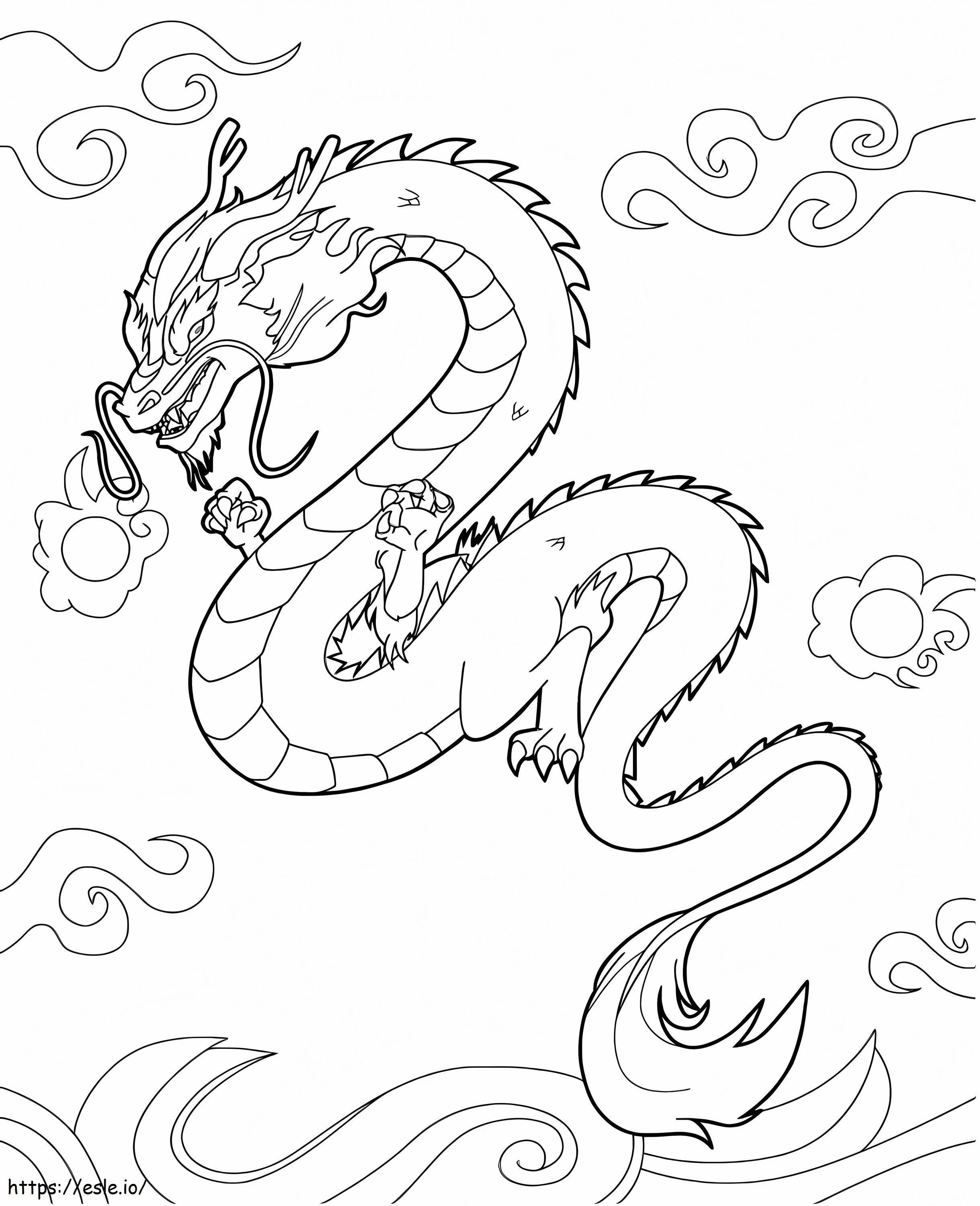 Coloriage Dragon chinois volant à imprimer dessin