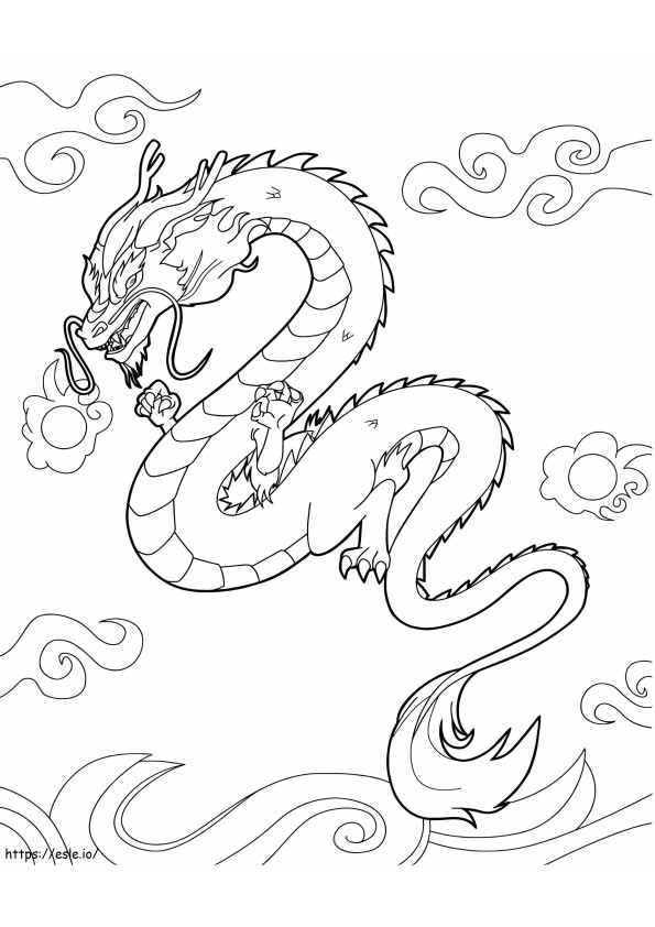 Dragon chinezesc zburător de colorat