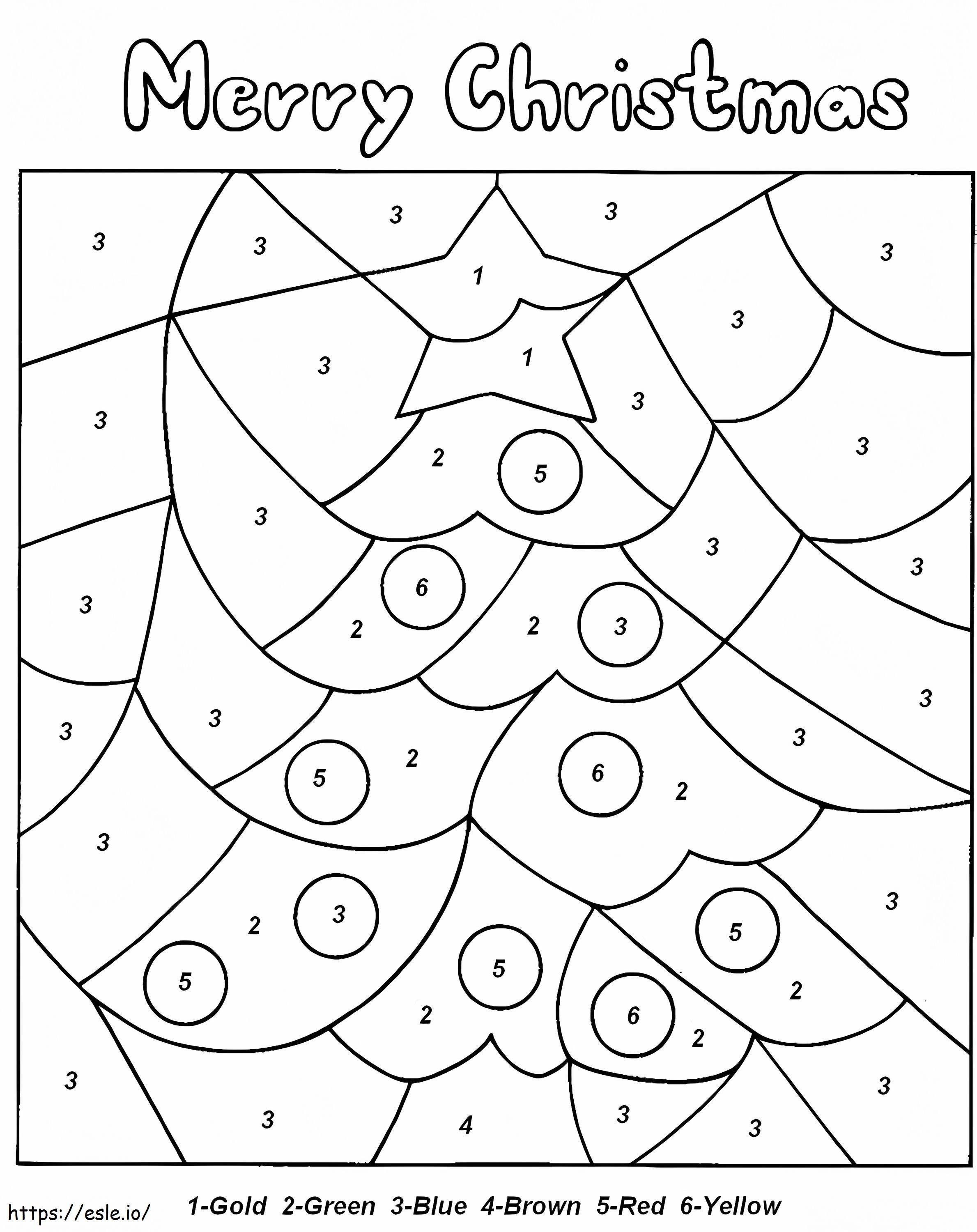  Cor de Natal por Números Árvore de Natal 001 para colorir