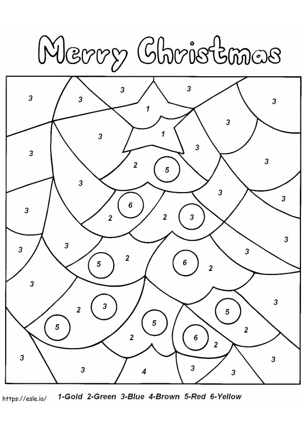 Coloriage  Sapin de Noël à colorier par numéros 001 à imprimer dessin