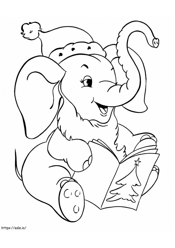 Christmas Elephant Singing coloring page