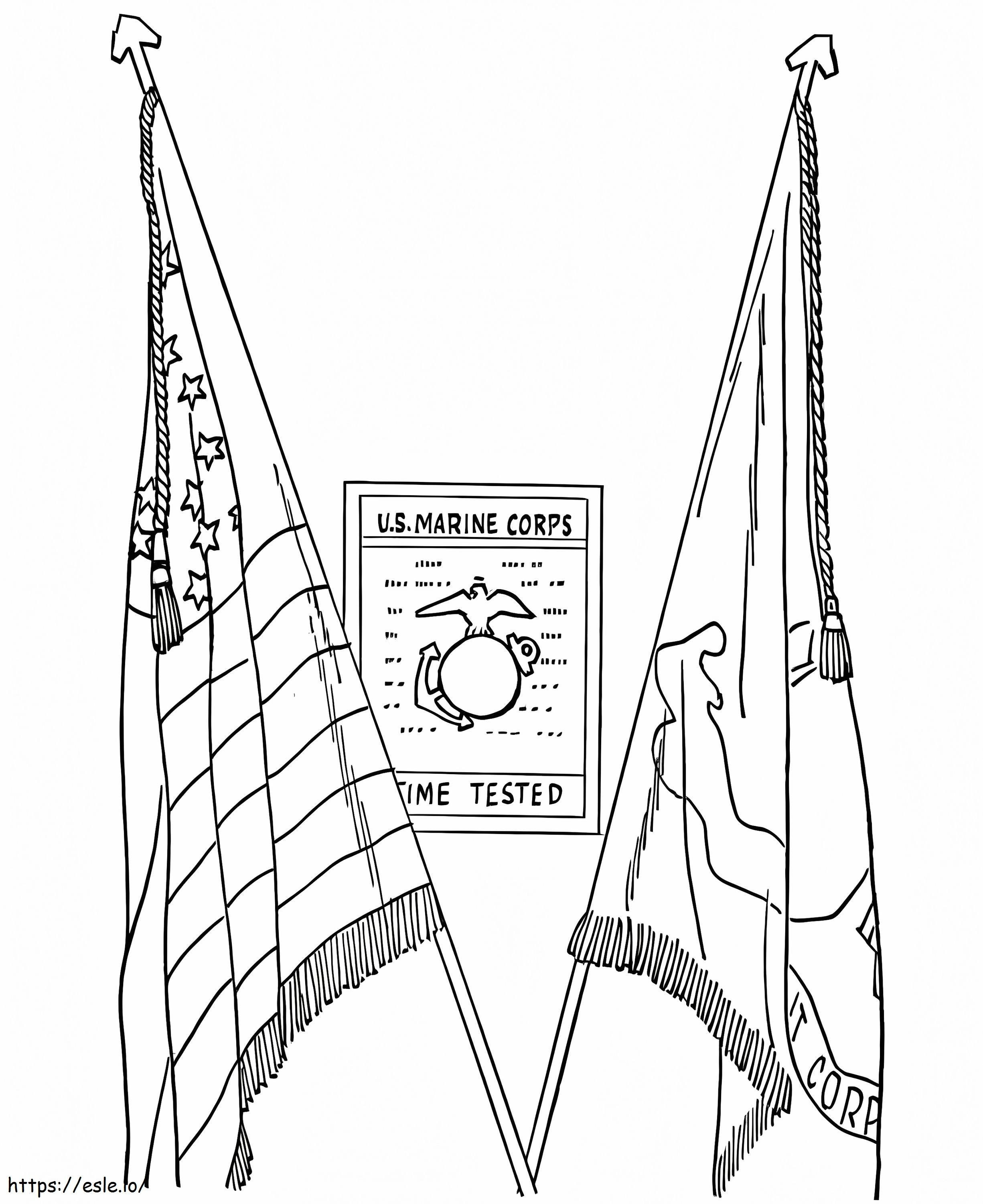 Zwei Flaggen am Veteranentag ausmalbilder