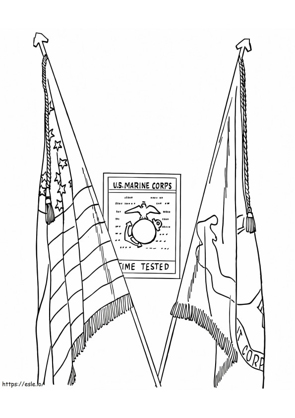 Duas bandeiras no dia dos veteranos para colorir