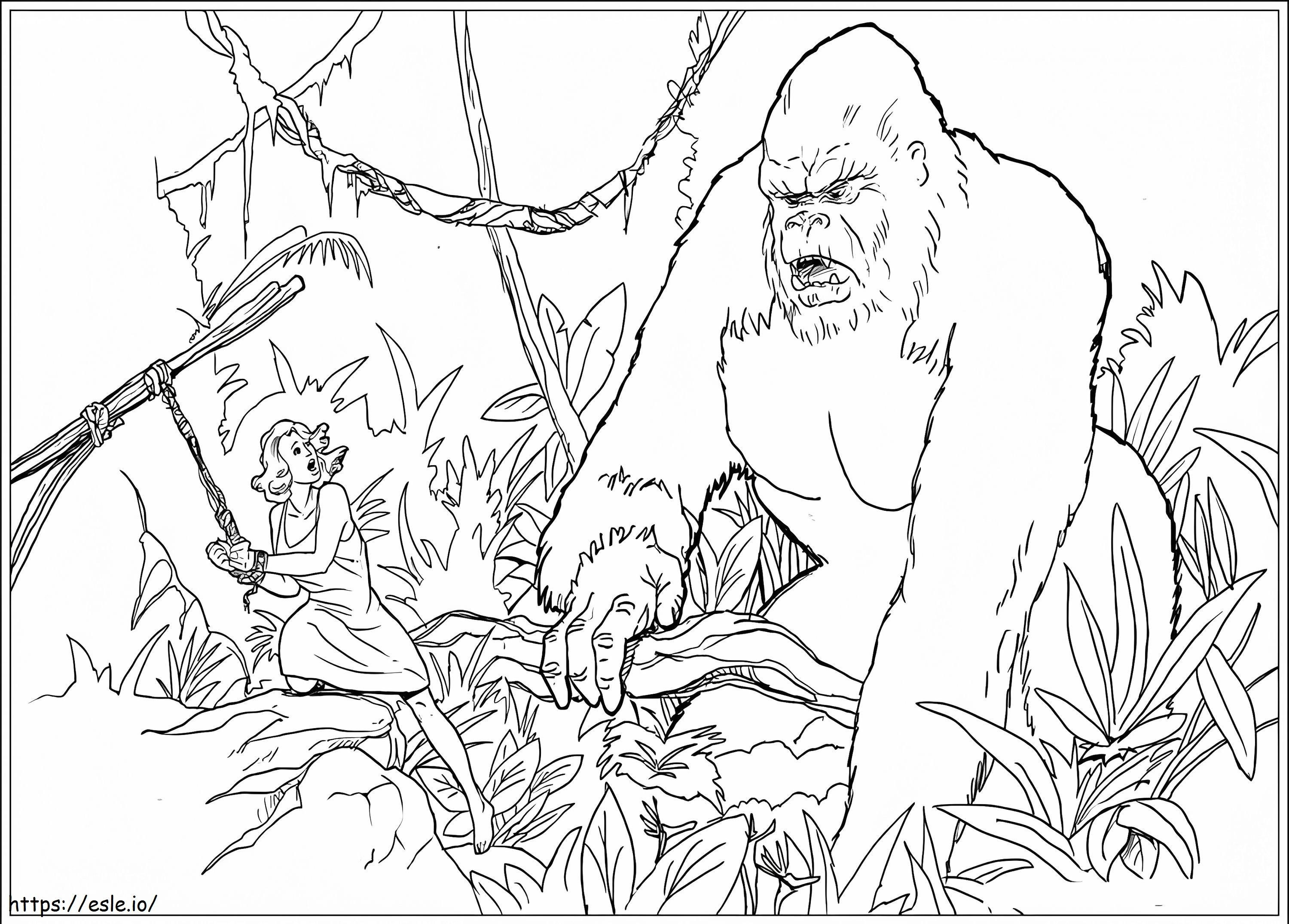 King Kong And Woman 1 coloring page