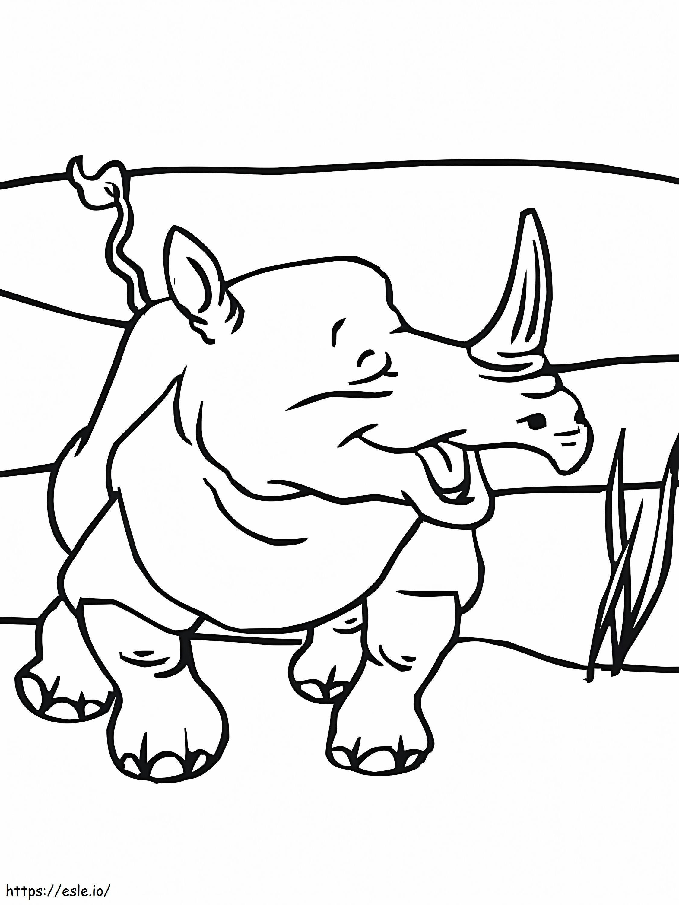 rinoceronte feliz para colorir