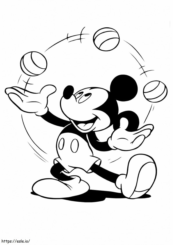 Coloriage  Les balles de jonglage Mickey A4 à imprimer dessin