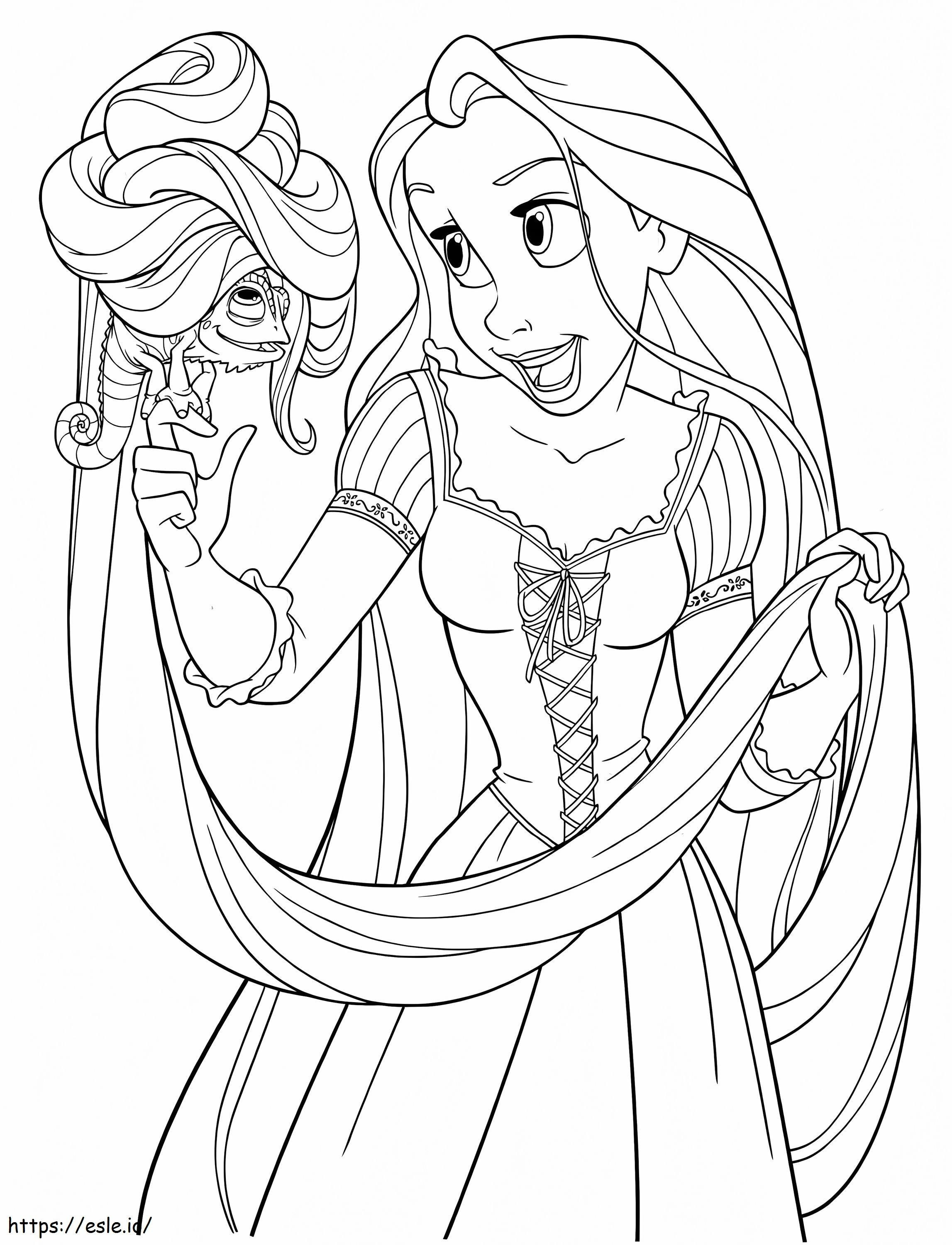 Felice principessa Rapunzel da colorare