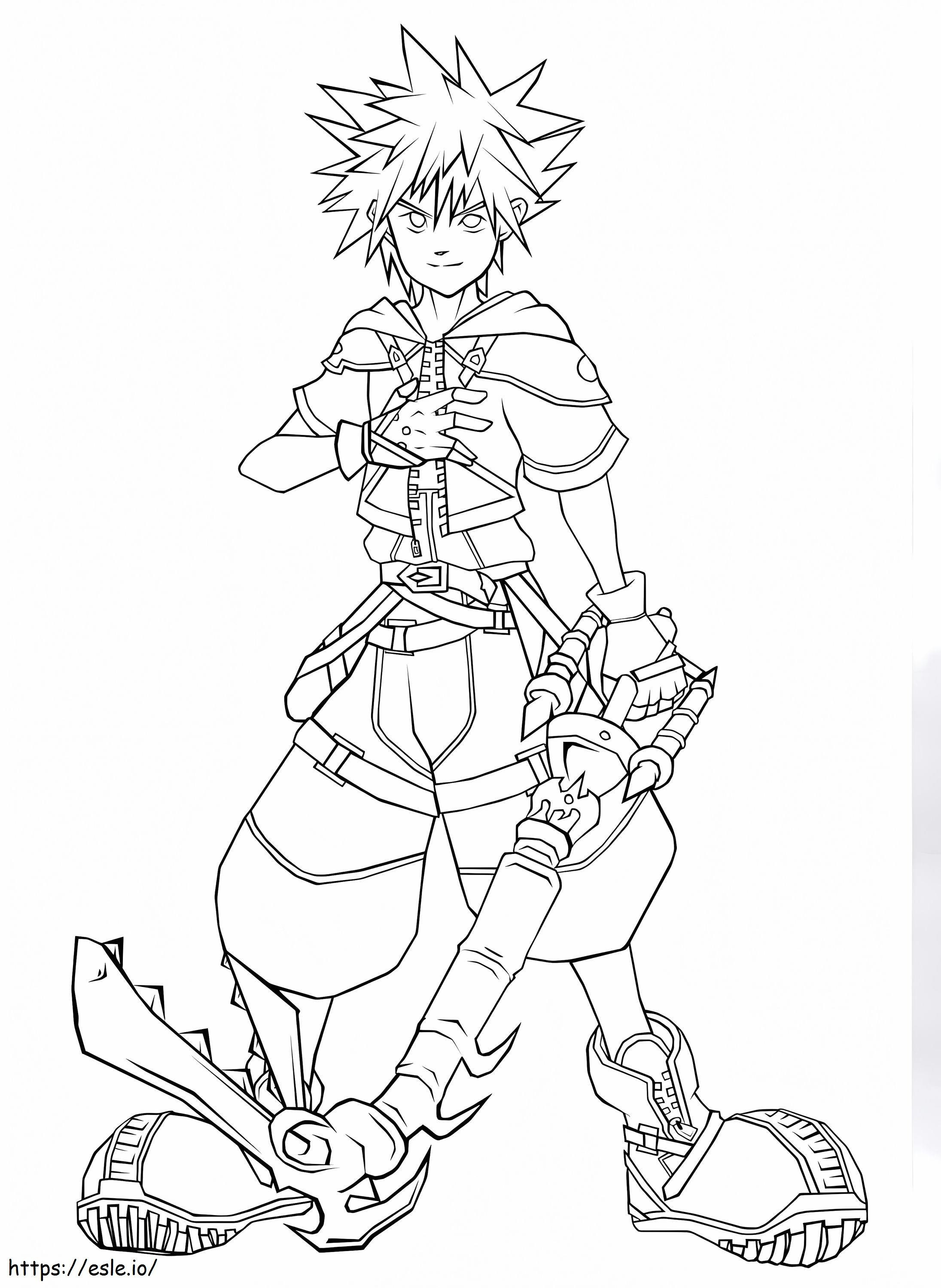 Coloriage Sora de Kingdom Hearts à imprimer dessin