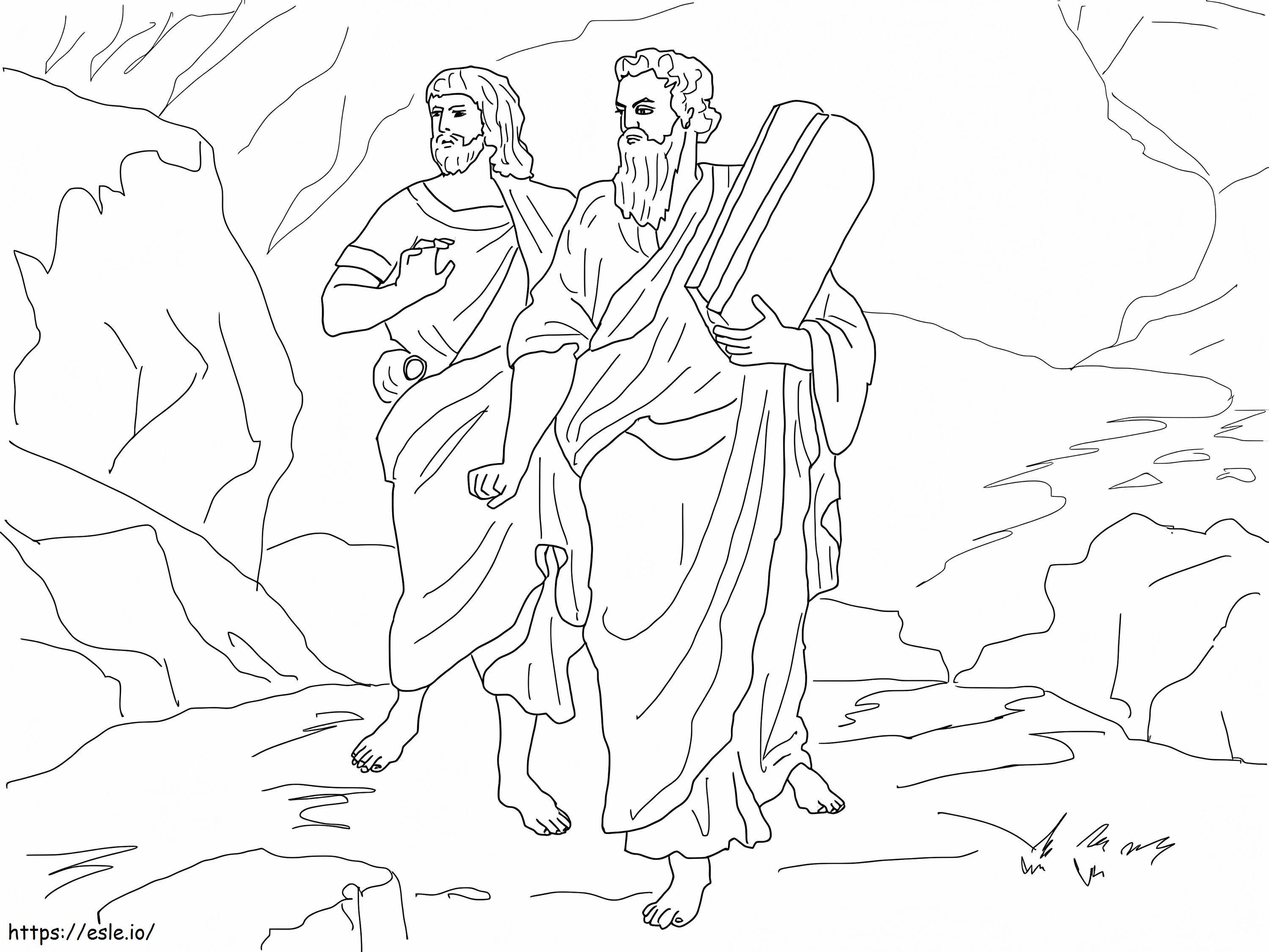 Moisés y Josué para colorear