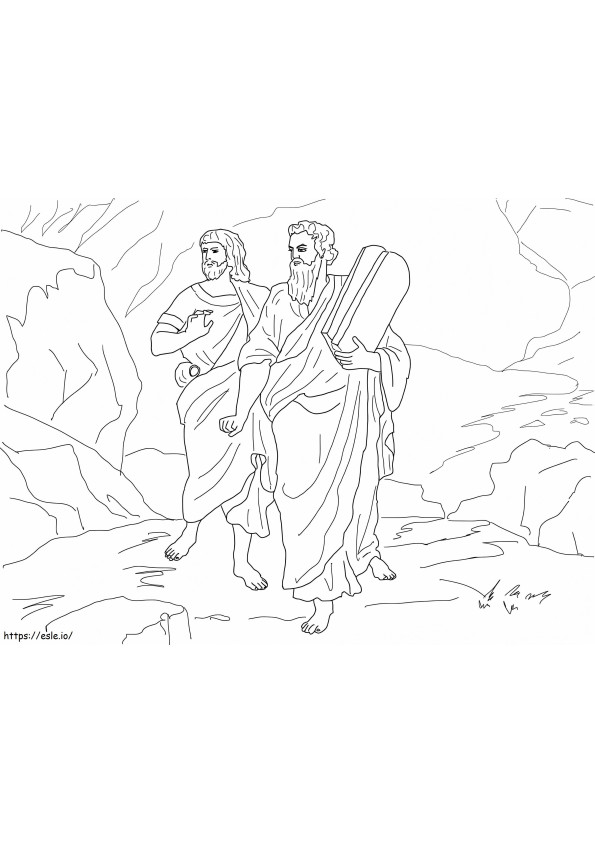 Moise și Iosua de colorat