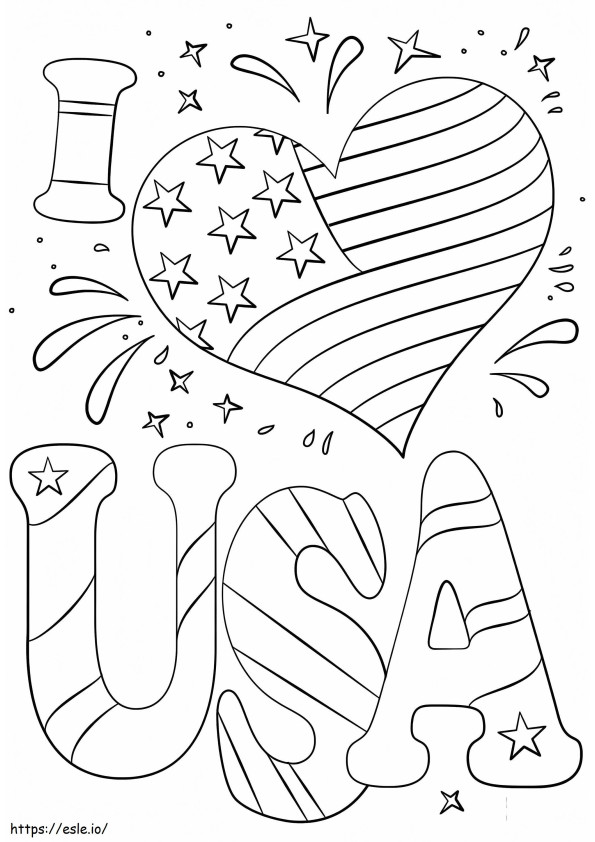 Coloriage J'aime les États-Unis à imprimer dessin