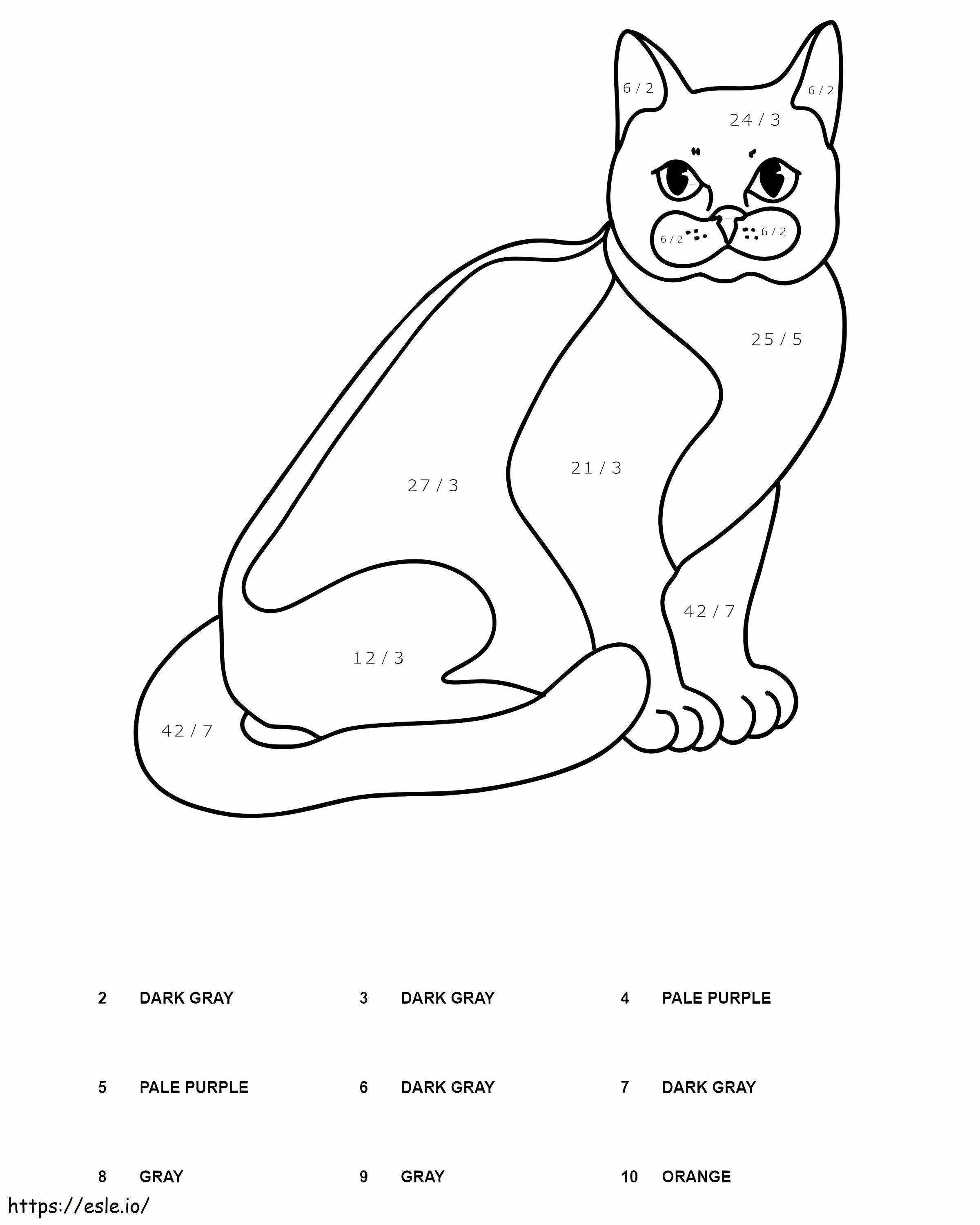 Cat Color By Number Division coloring page