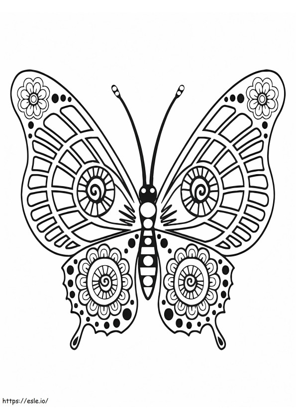 Bloem gedrukte vlinder kleurplaat