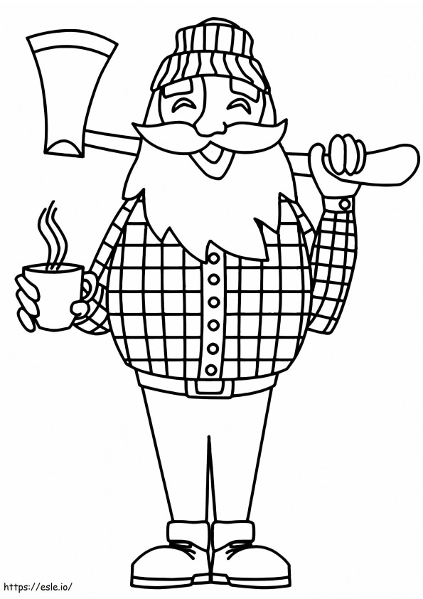 A Happy Lumberjack coloring page