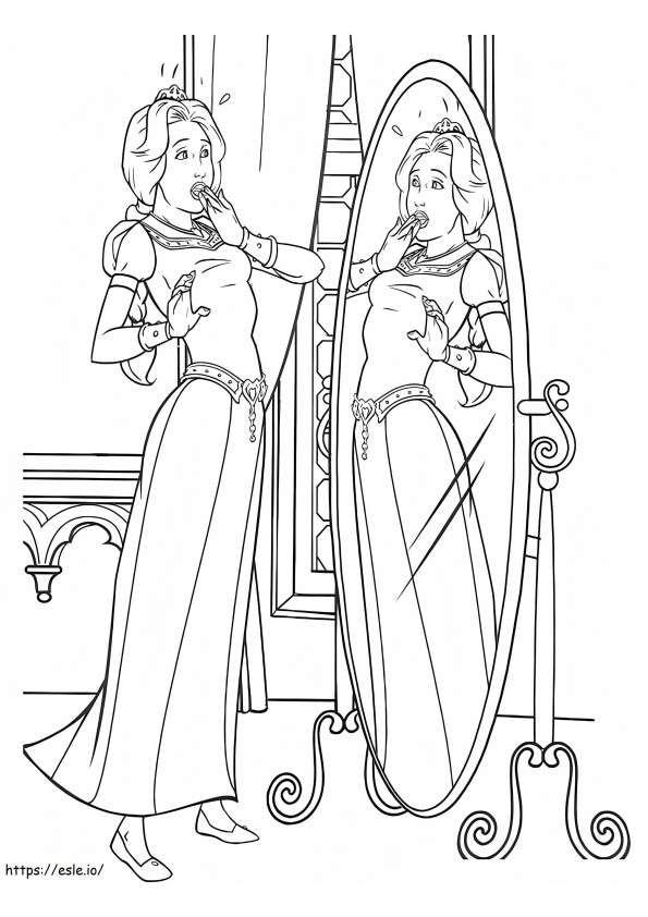 Fiona Looking In The Mirror A4 coloring page