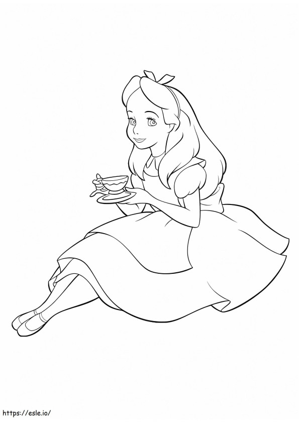 Alice Having Tea coloring page