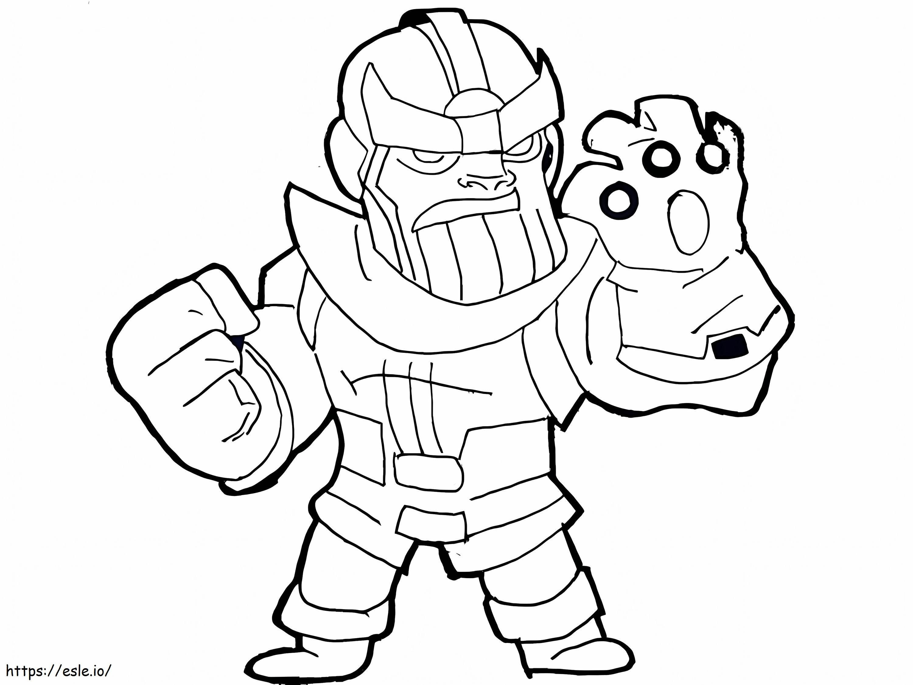 Cute Chibi Thanos Using Infinity Gauntlet coloring page