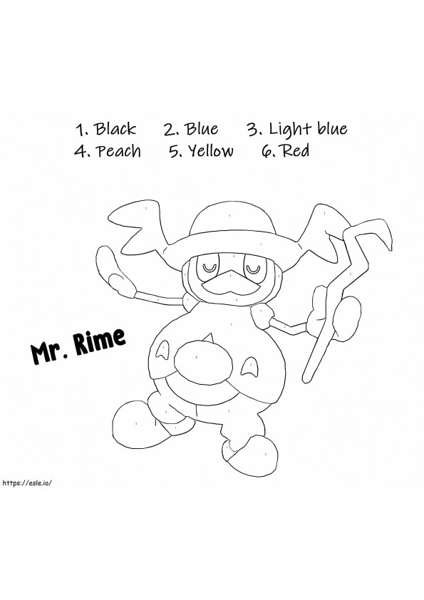 Kolorowanie po numerze Pokemona Mr Rime kolorowanka