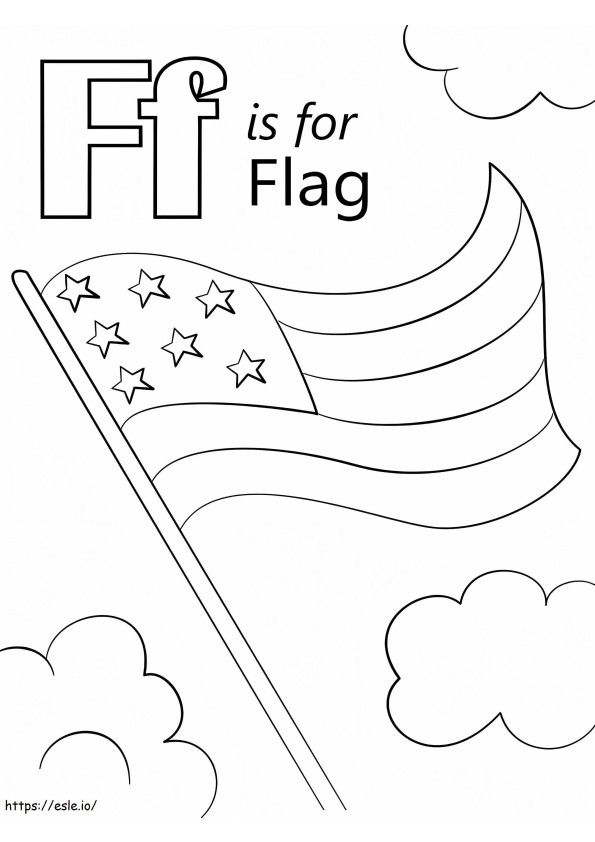 Steagul litera F de colorat