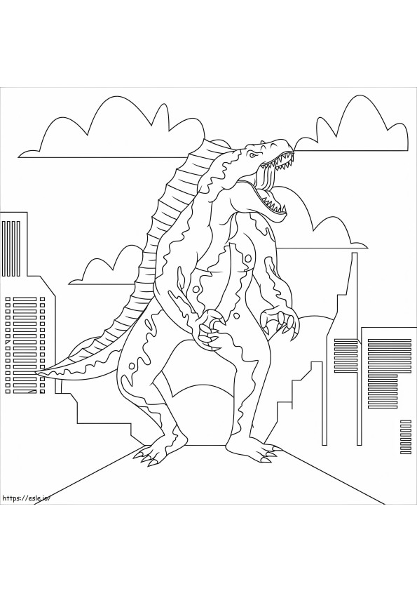 Godzilla na cidade para colorir