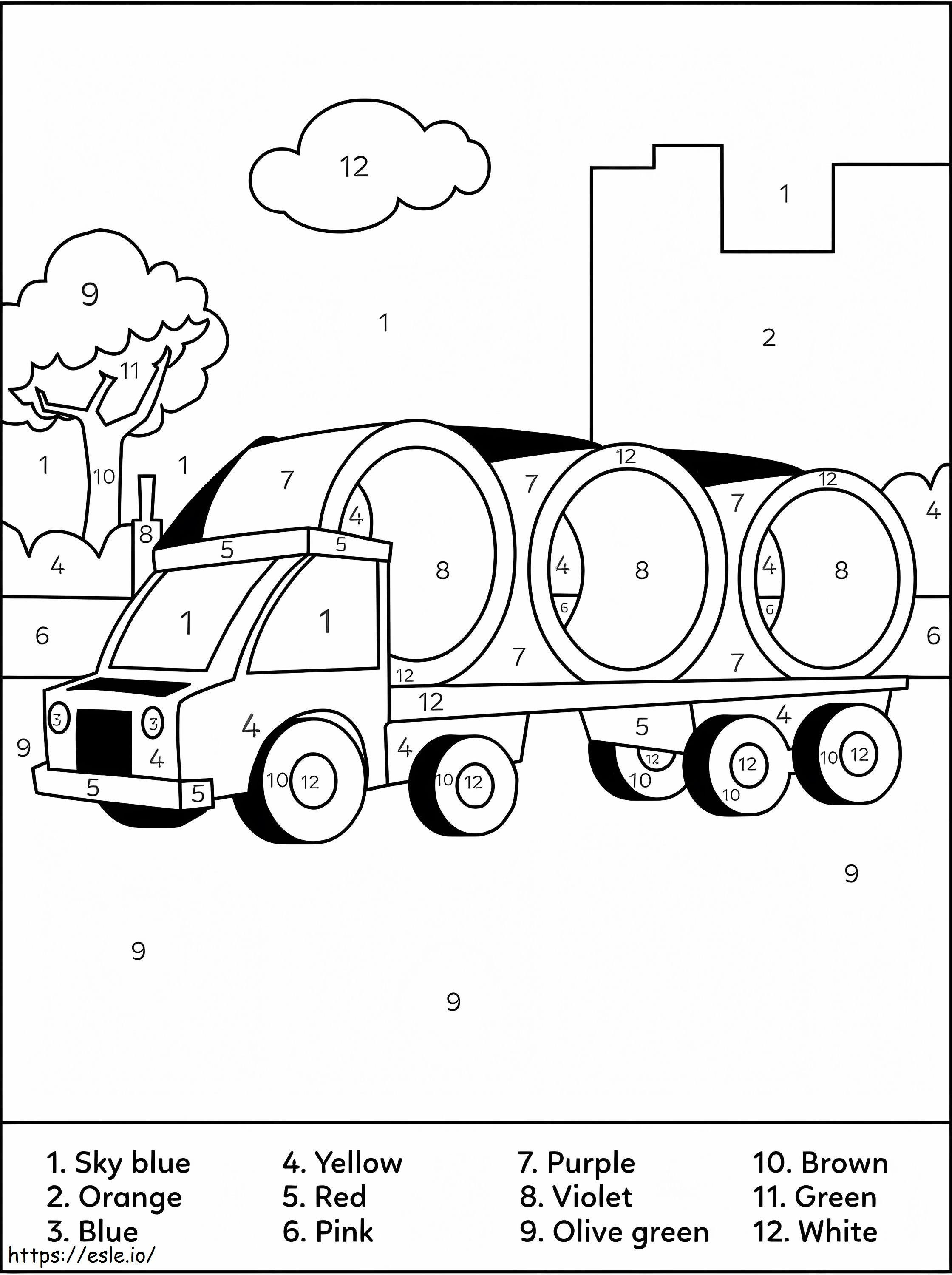Free Truck Color By Number coloring page