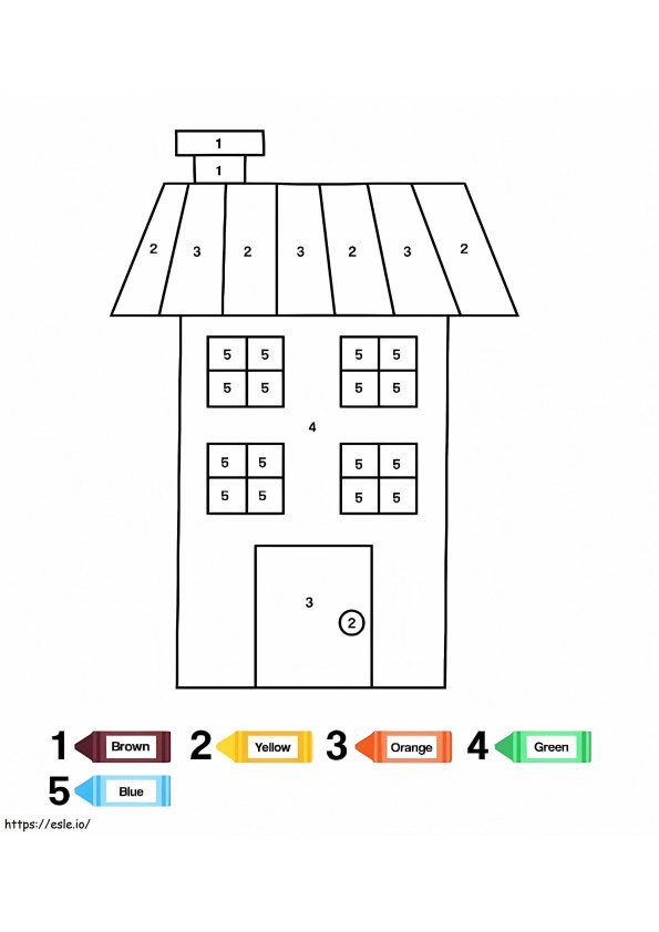 Einfache Hausfarbe nach Zahlen ausmalbilder