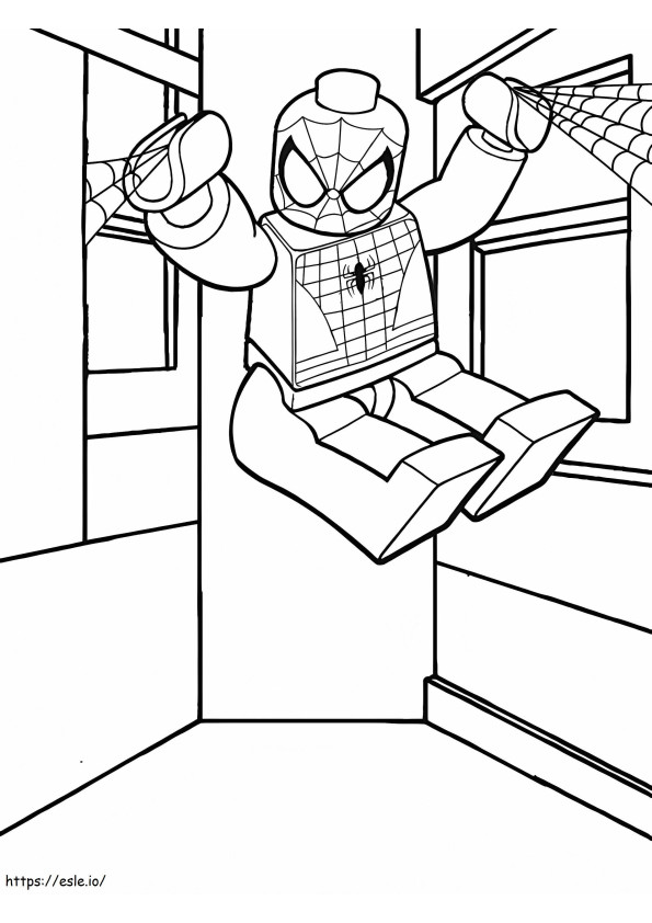 Coloriage Action LEGO Spiderman à imprimer dessin