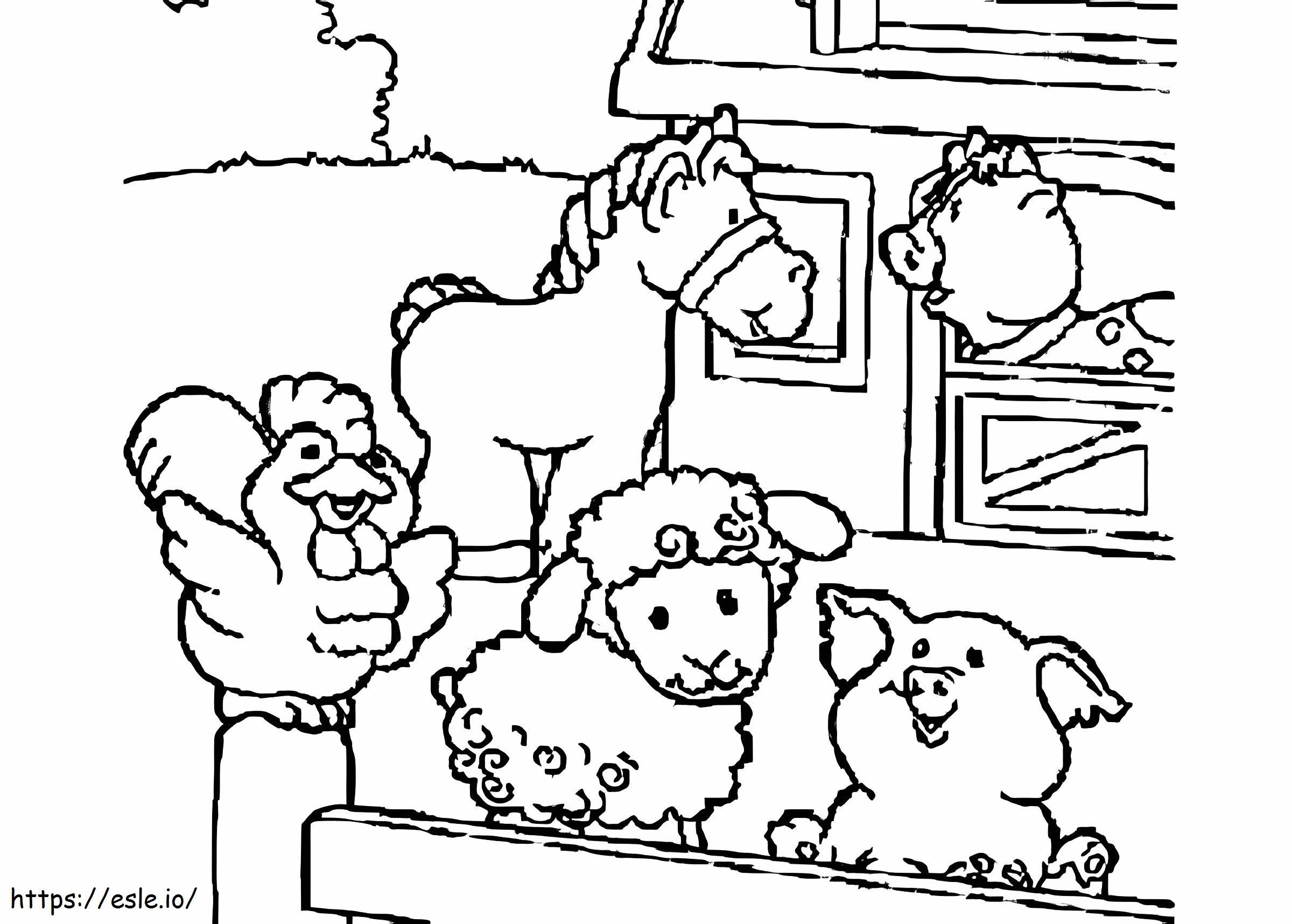 Disegna animali nella stalla da colorare