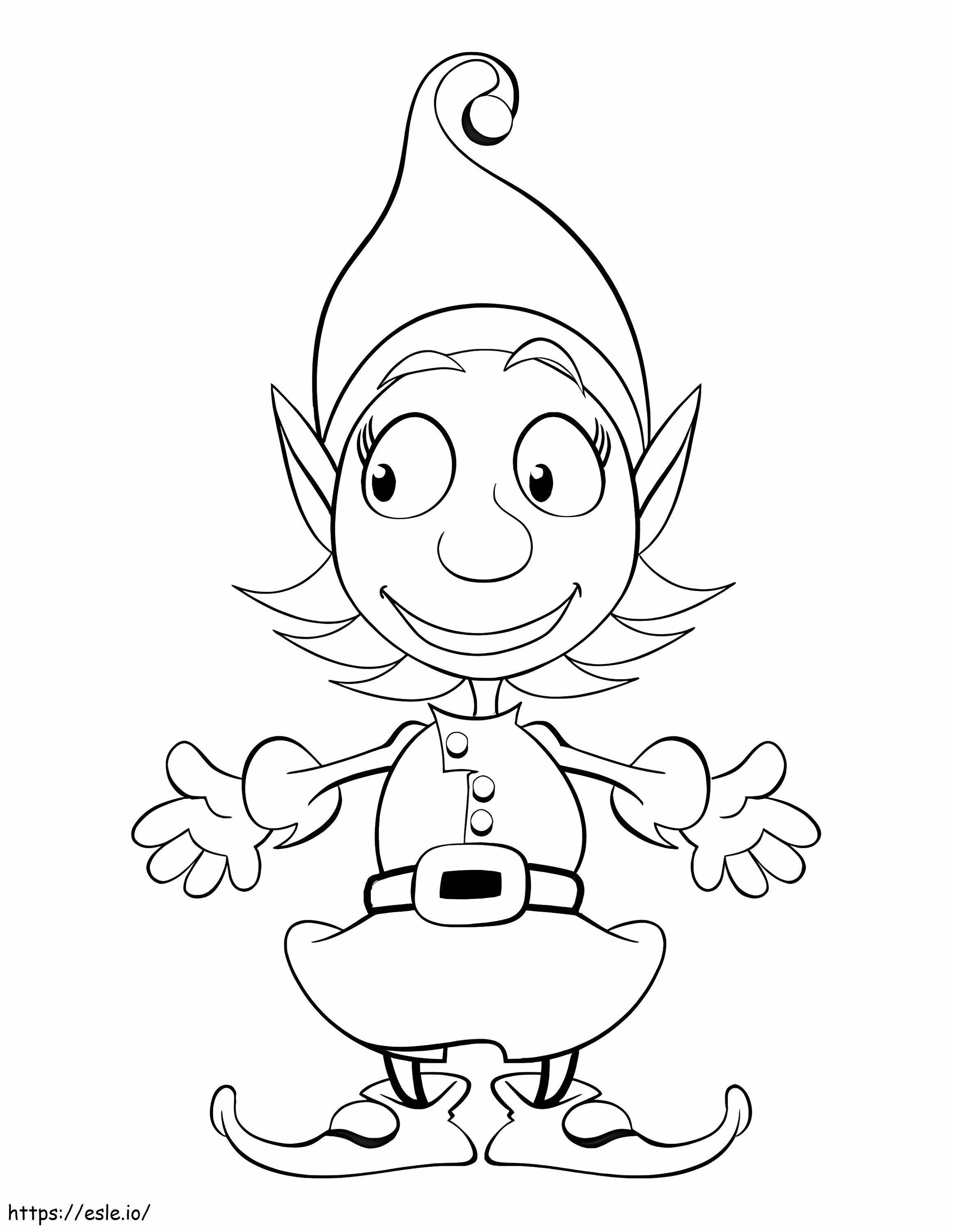 Coloriage Elfe avec des sourires heureux à imprimer dessin