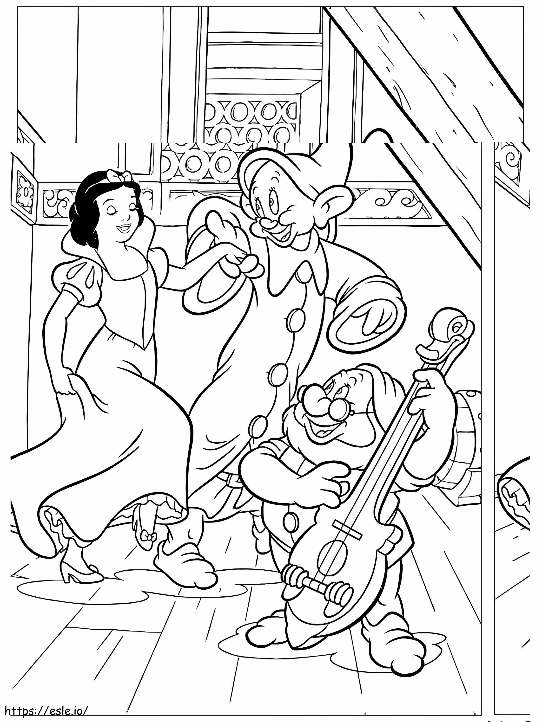Snow White And Two Dwarfs coloring page
