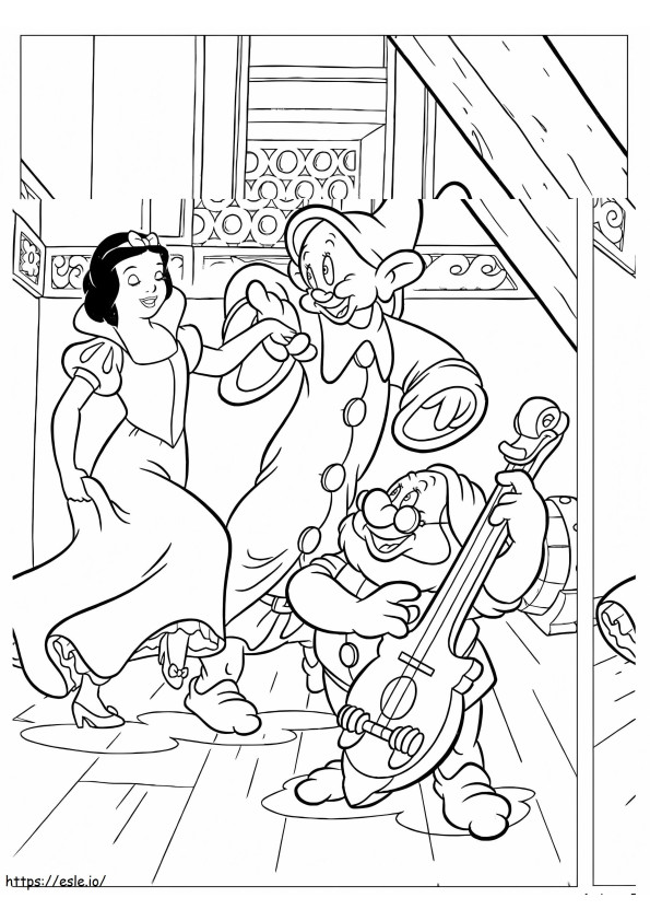 Snow White And Two Dwarfs coloring page