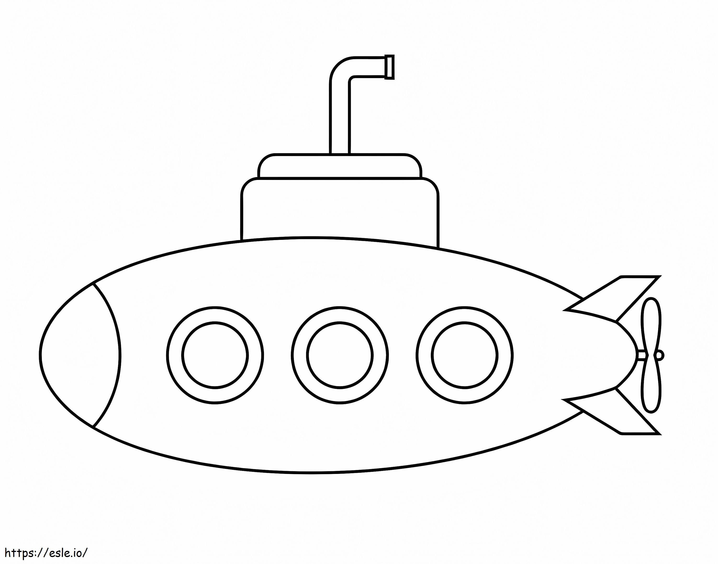 submarino fácil para colorir
