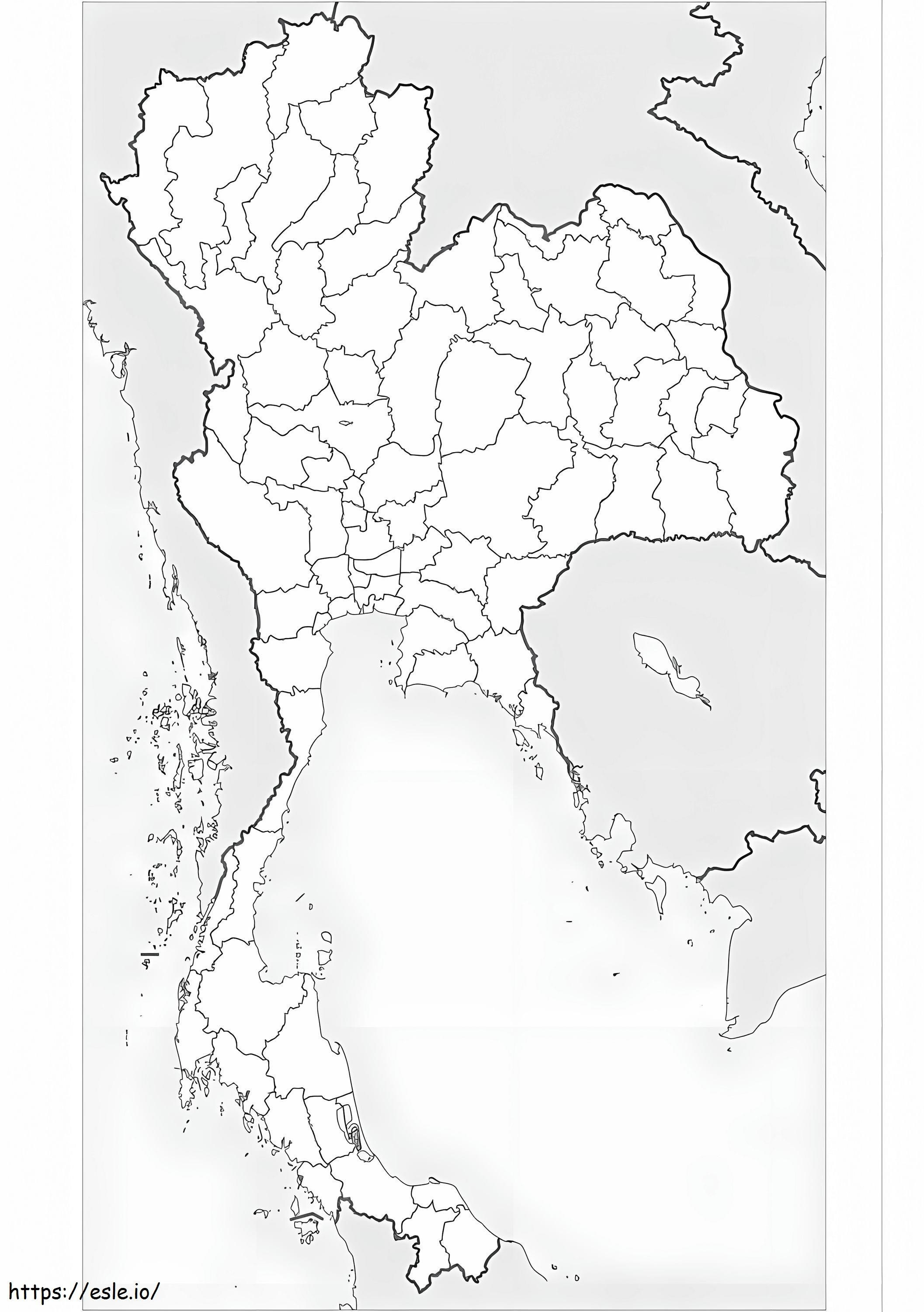 Kaart van Thailand 1 kleurplaat kleurplaat