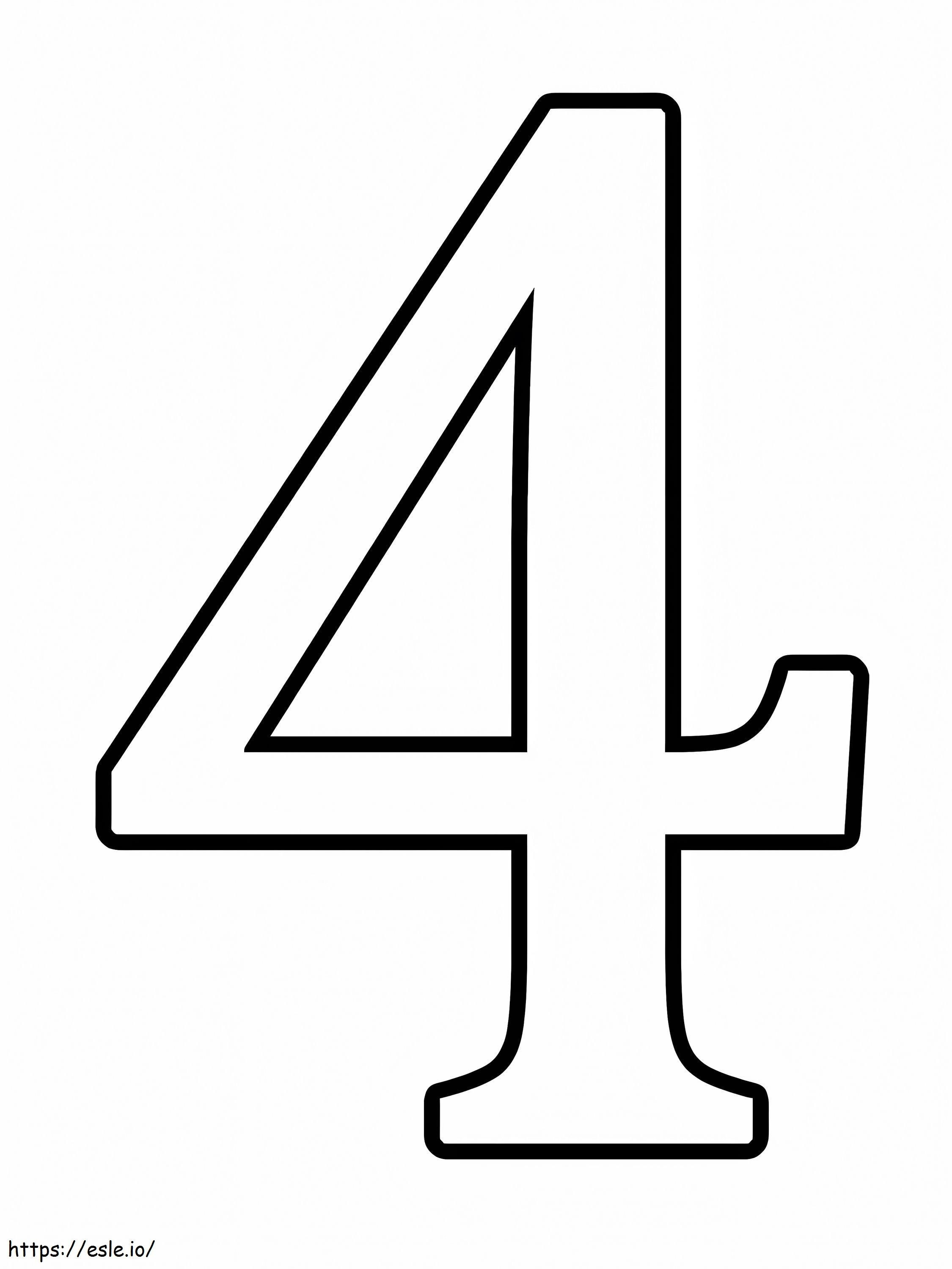 Number 4 Printable coloring page