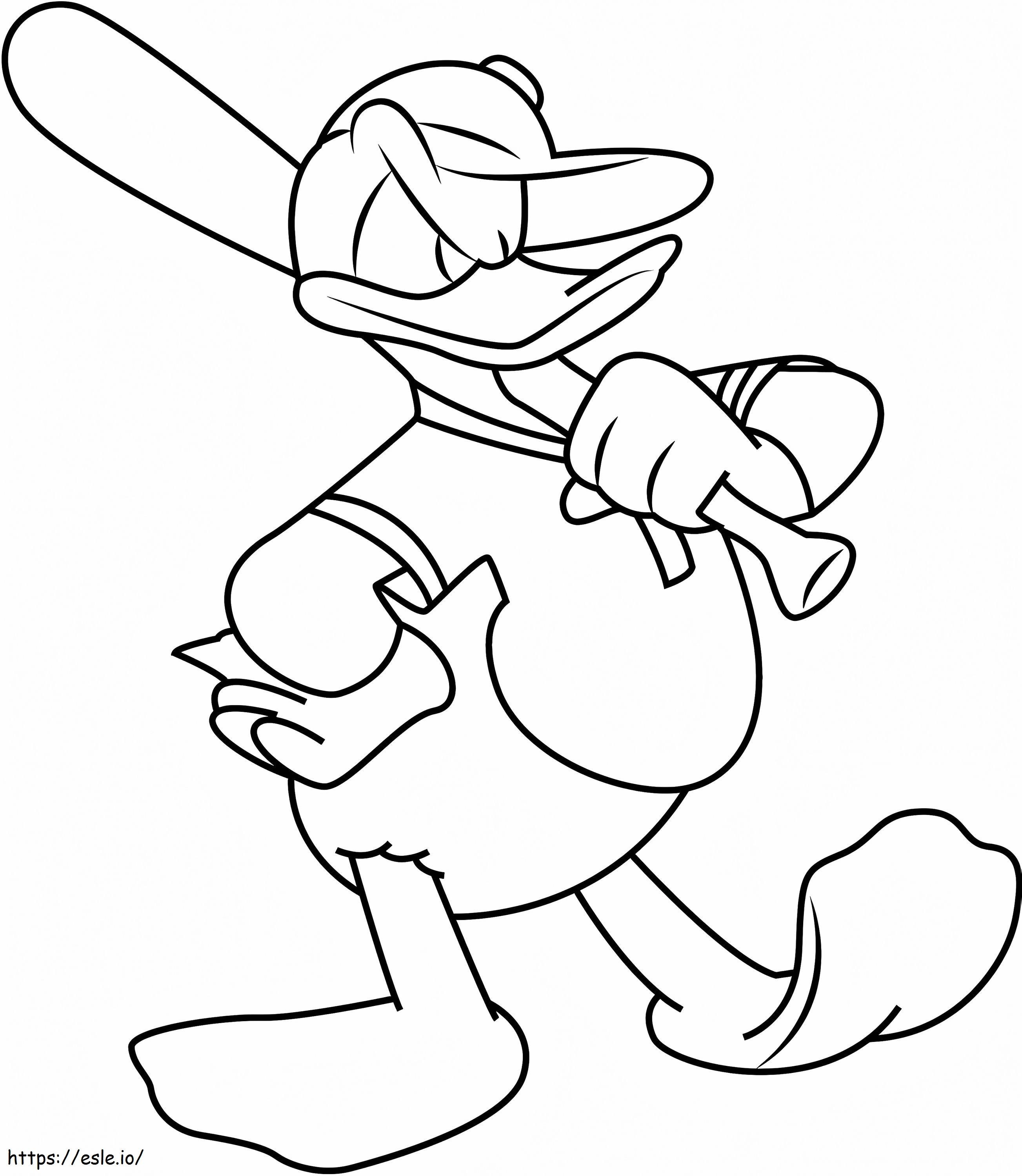 Donald Duck Playing Baseball A4 coloring page