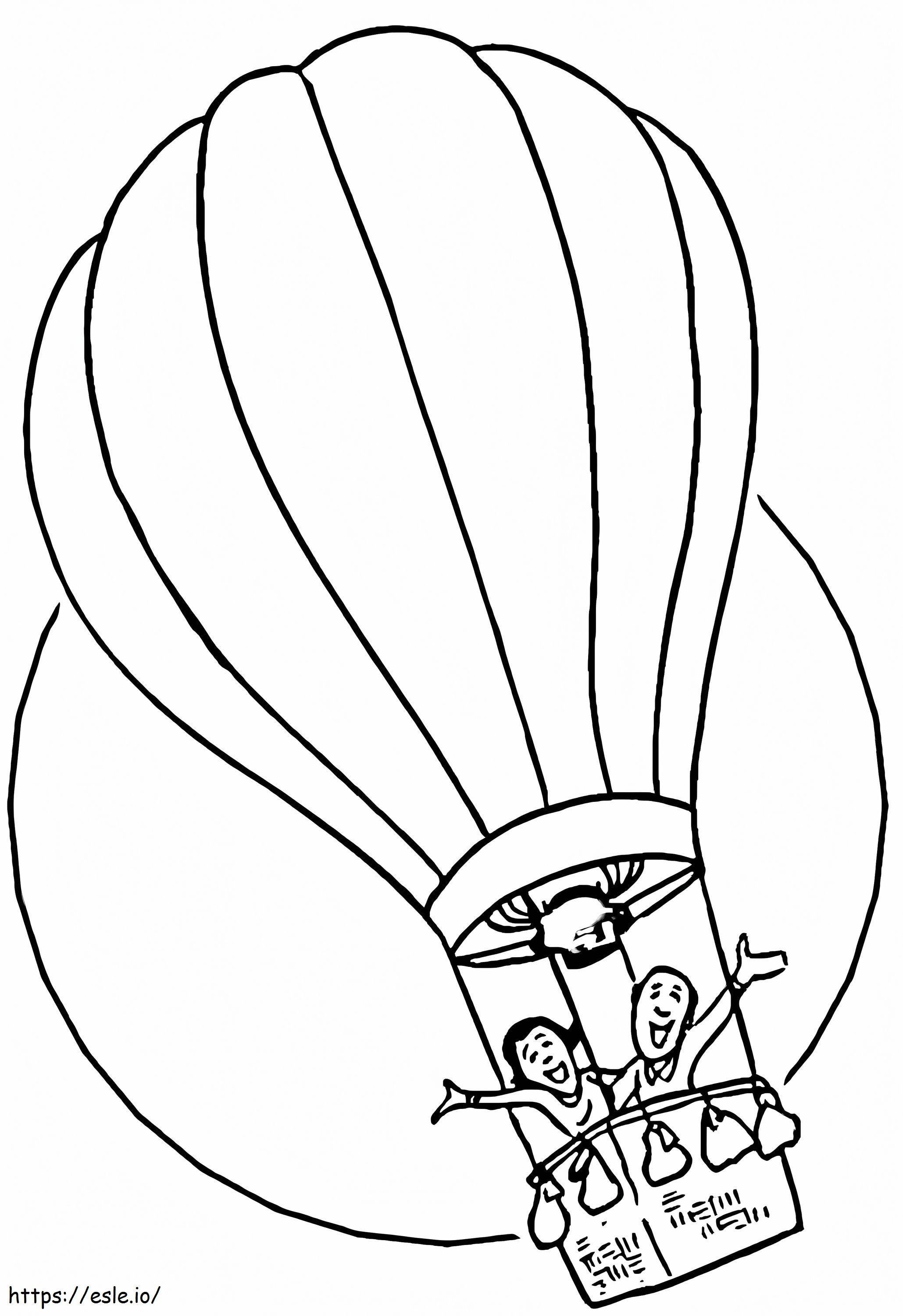 熱気球に乗るカップル ぬりえ - 塗り絵
