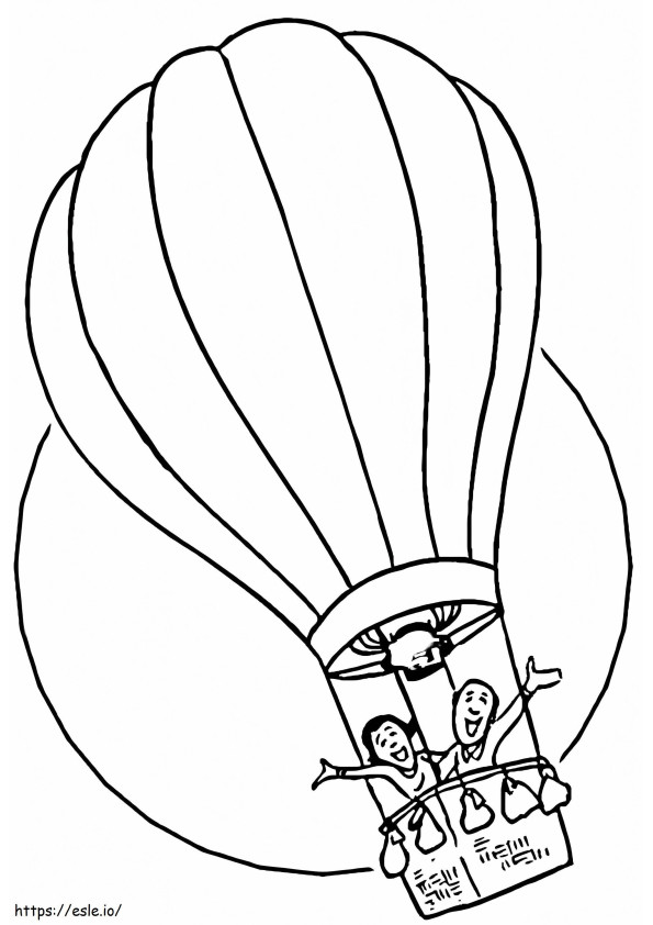 Couple In Hot Air Balloon coloring page